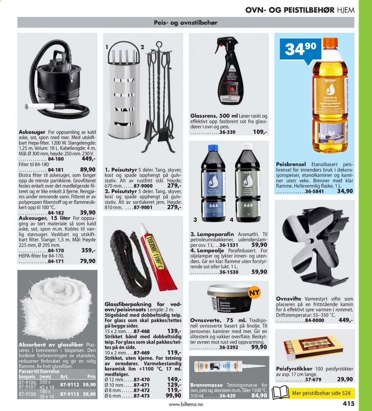 thumbnail - Kundeavis Biltema - Produkter fra tilbudsaviser - stativ, askesuger, gulv. Side 415.