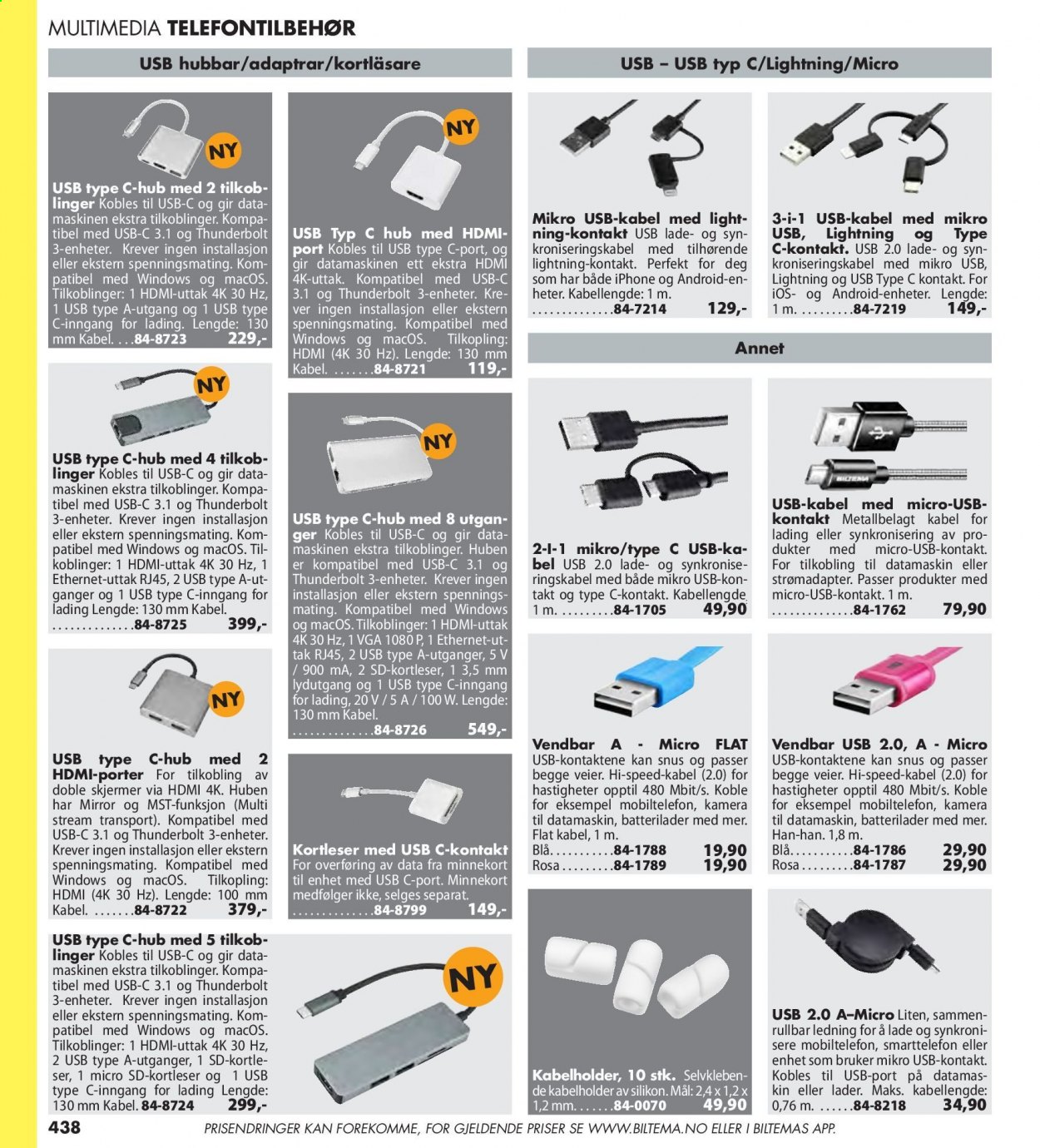 thumbnail - Kundeavis Biltema - Produkter fra tilbudsaviser - hub, minnekort. Side 438.