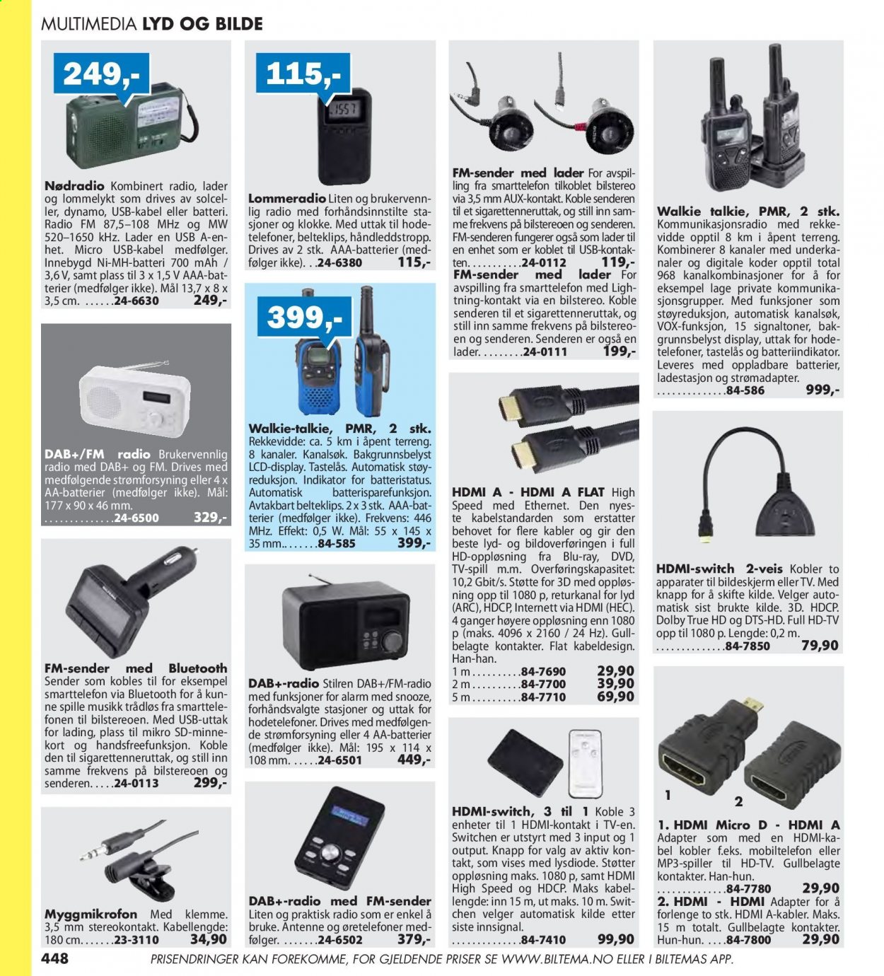 thumbnail - Kundeavis Biltema - Produkter fra tilbudsaviser - klokke, batteri, ladestasjon. Side 448.