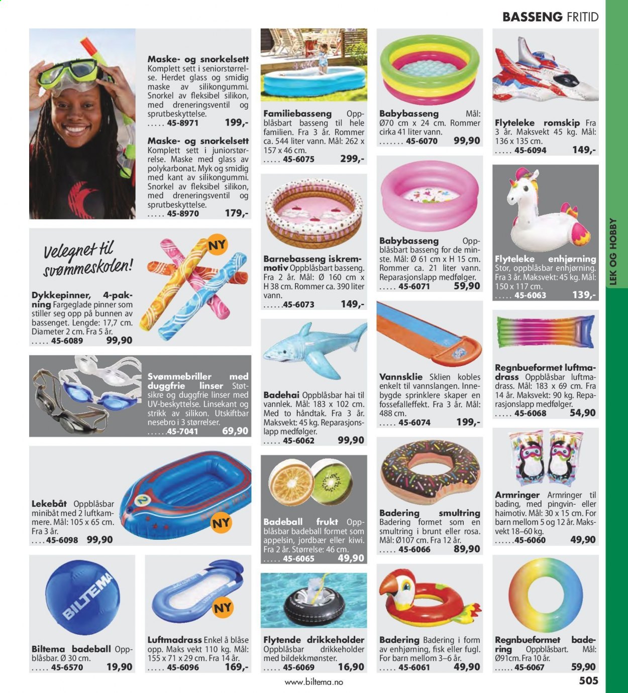 thumbnail - Kundeavis Biltema - Produkter fra tilbudsaviser - barnebasseng, badering. Side 505.