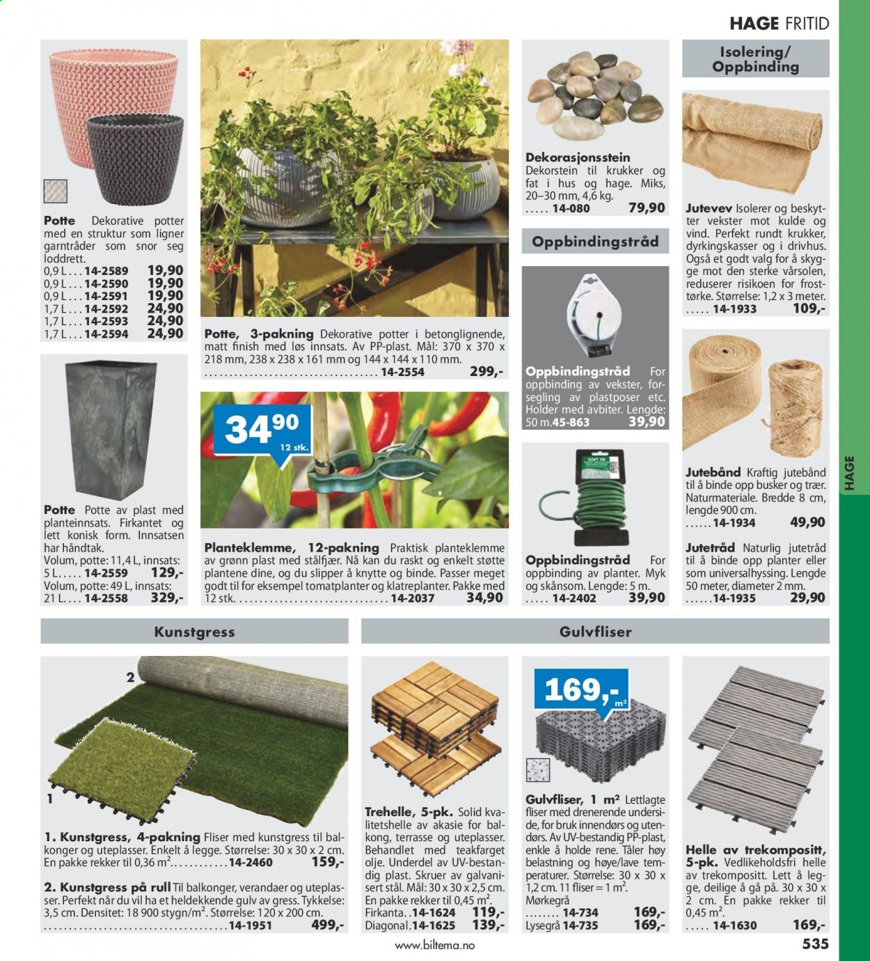 thumbnail - Kundeavis Biltema - Produkter fra tilbudsaviser - gulv, gulvfliser, skruer, planter. Side 535.