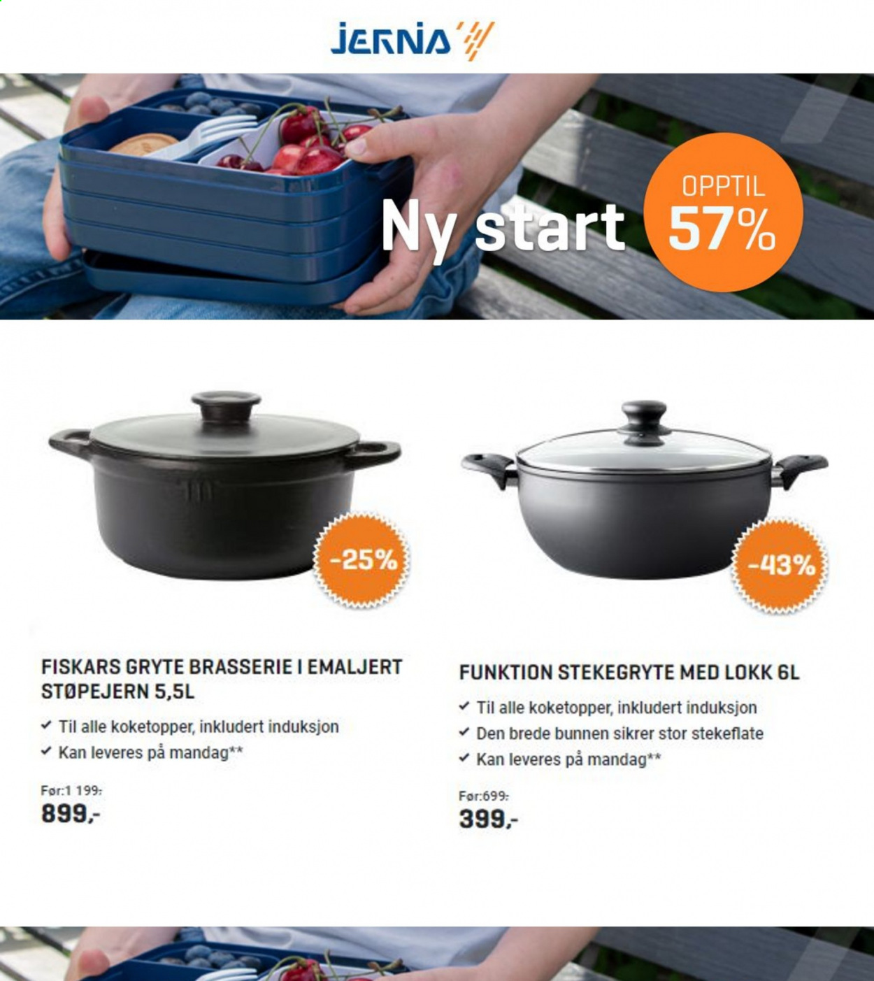 thumbnail - Kundeavis Jernia - Produkter fra tilbudsaviser - Fiskars, gryte. Side 1.