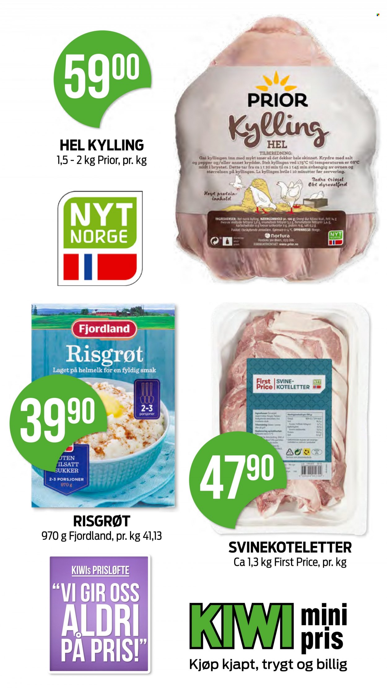 thumbnail - Kundeavis KIWI - 13.9.2021 - 19.9.2021 - Produkter fra tilbudsaviser - hel kylling, svinekoteletter, øl, smør, Fjordland, sukker. Side 7.