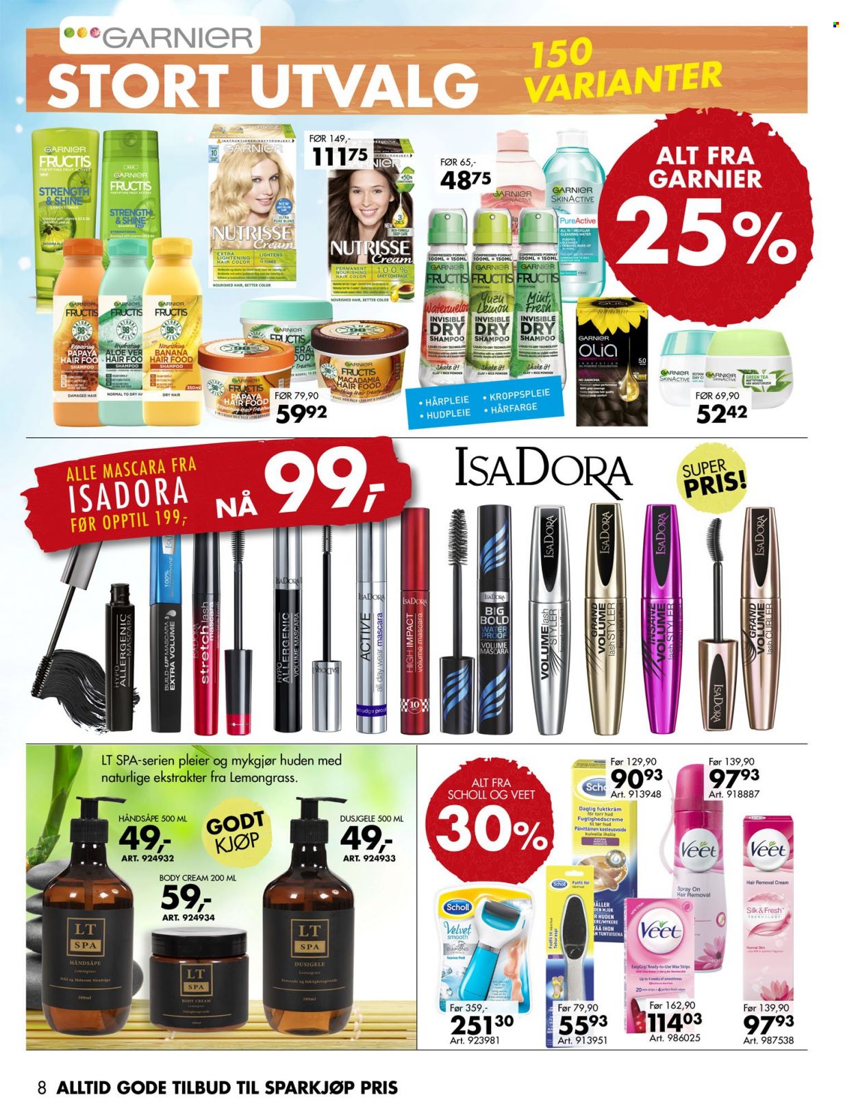 thumbnail - Kundeavis Sparkjøp - 13.9.2021 - 26.9.2021 - Produkter fra tilbudsaviser - hair removal, Fructis, Garnier, conditioner, håndsåpe, shampoo, cream, body cream, mascara. Side 8.