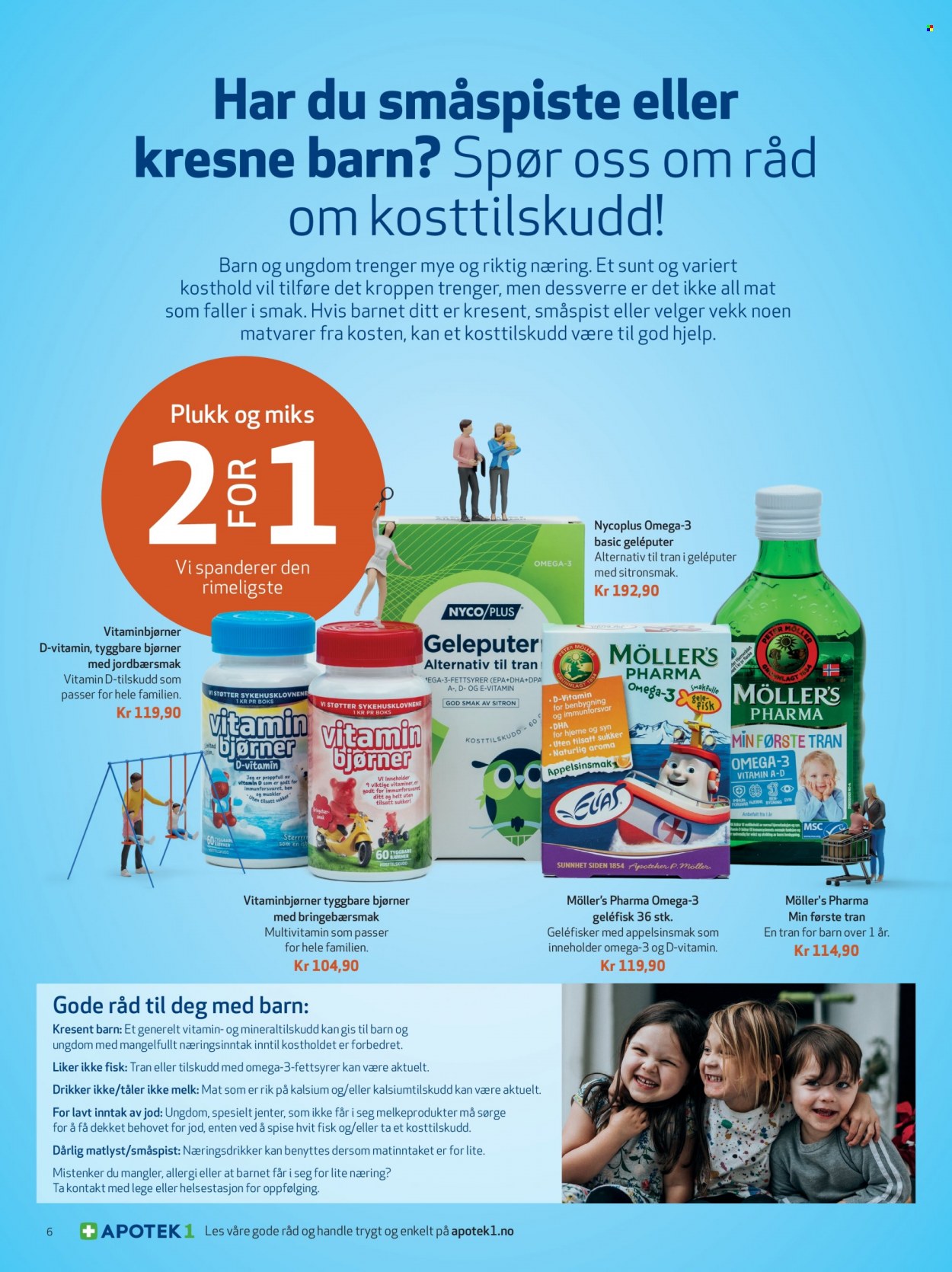 thumbnail - Kundeavis Apotek 1 - 22.9.2021 - 12.10.2021 - Produkter fra tilbudsaviser - Möller's, multivitamins, Nycoplus, Omega-3, vitaminbjørner, d-vitamin. Side 6.