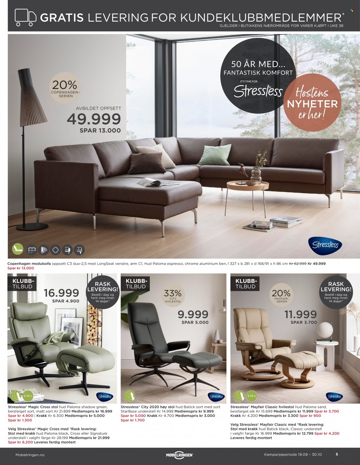 thumbnail - Kundeavis Møbelringen - 19.9.2021 - 30.10.2021 - Produkter fra tilbudsaviser - stol, hvilestol, modulsofa, sofa. Side 5.