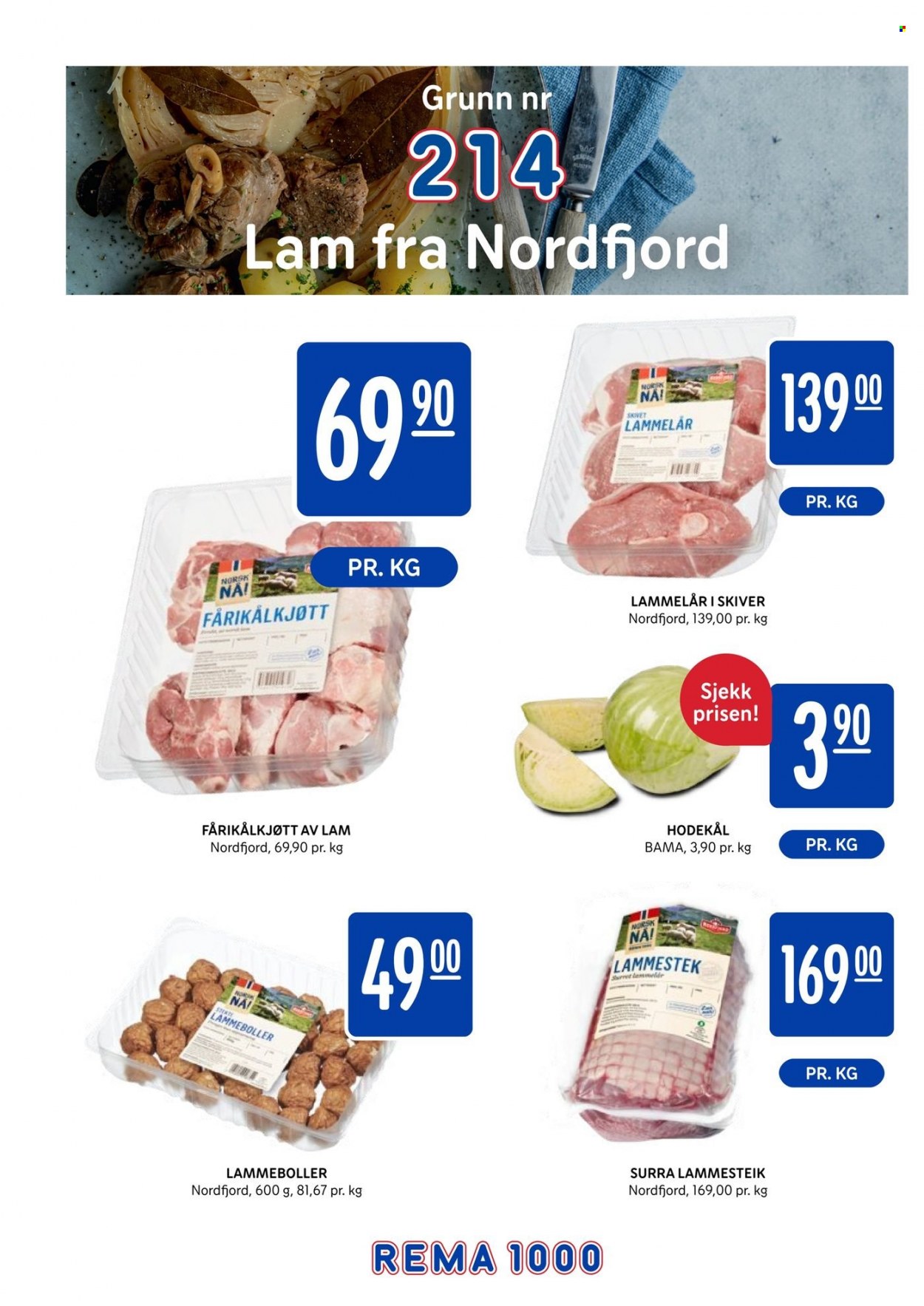 thumbnail - Kundeavis Rema 1000 - 20.9.2021 - 3.10.2021 - Produkter fra tilbudsaviser - fårikålkjøtt, lammekjøtt, lammelår, lammestek, hodekål. Side 2.