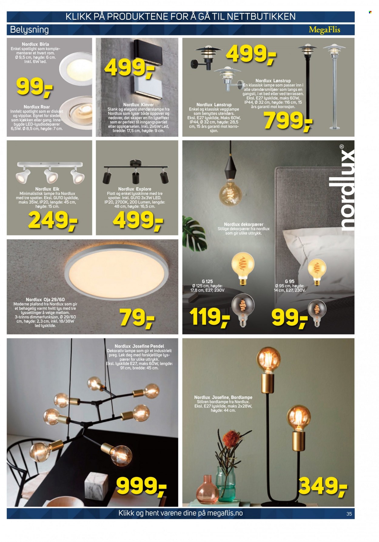 thumbnail - Kundeavis MegaFlis - 30.9.2021 - 16.10.2021 - Produkter fra tilbudsaviser - bordlampe, lampe, Nordlux, vegglampe. Side 35.