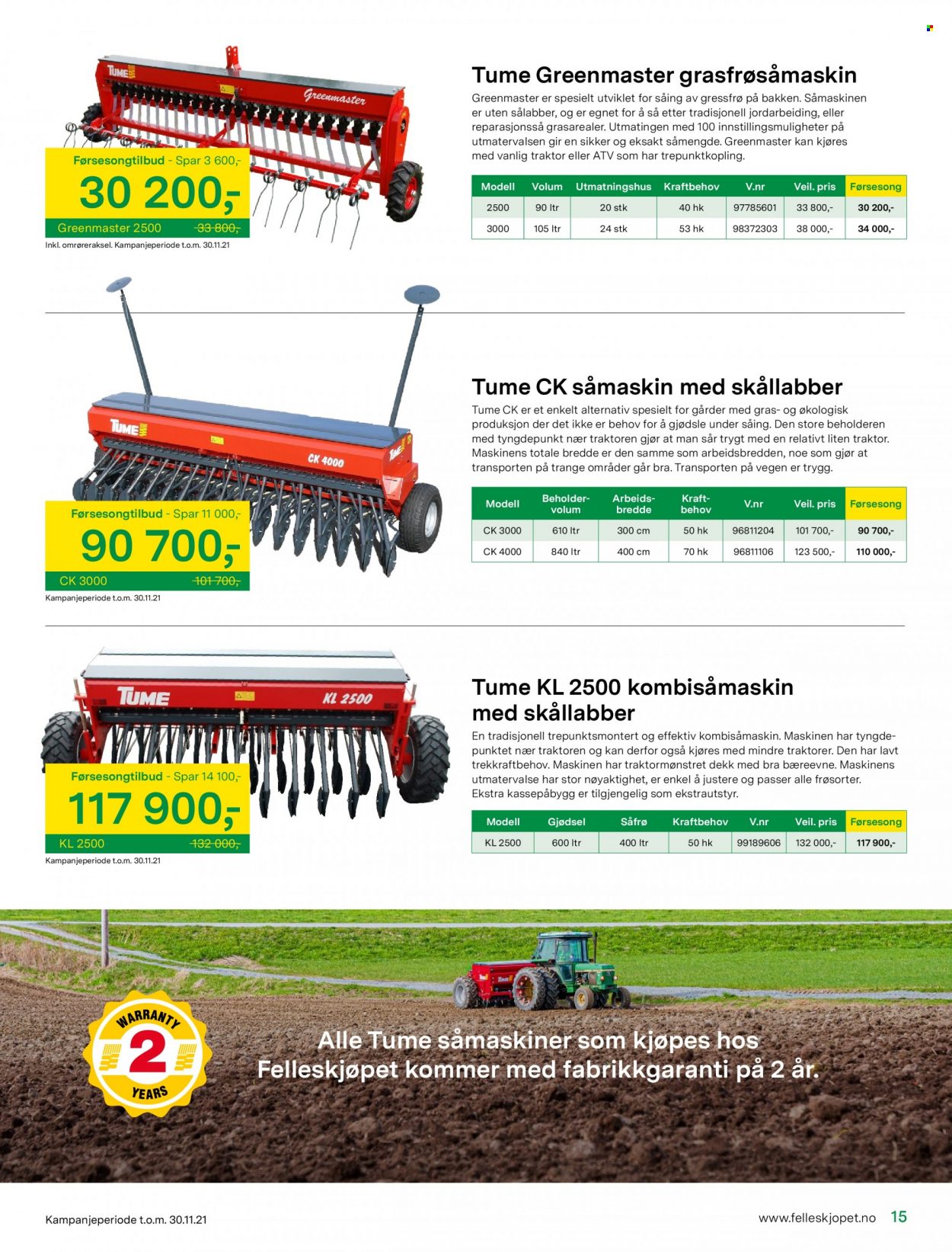 thumbnail - Kundeavis Felleskjøpet - 29.9.2021 - 31.12.2021 - Produkter fra tilbudsaviser - traktor. Side 15.