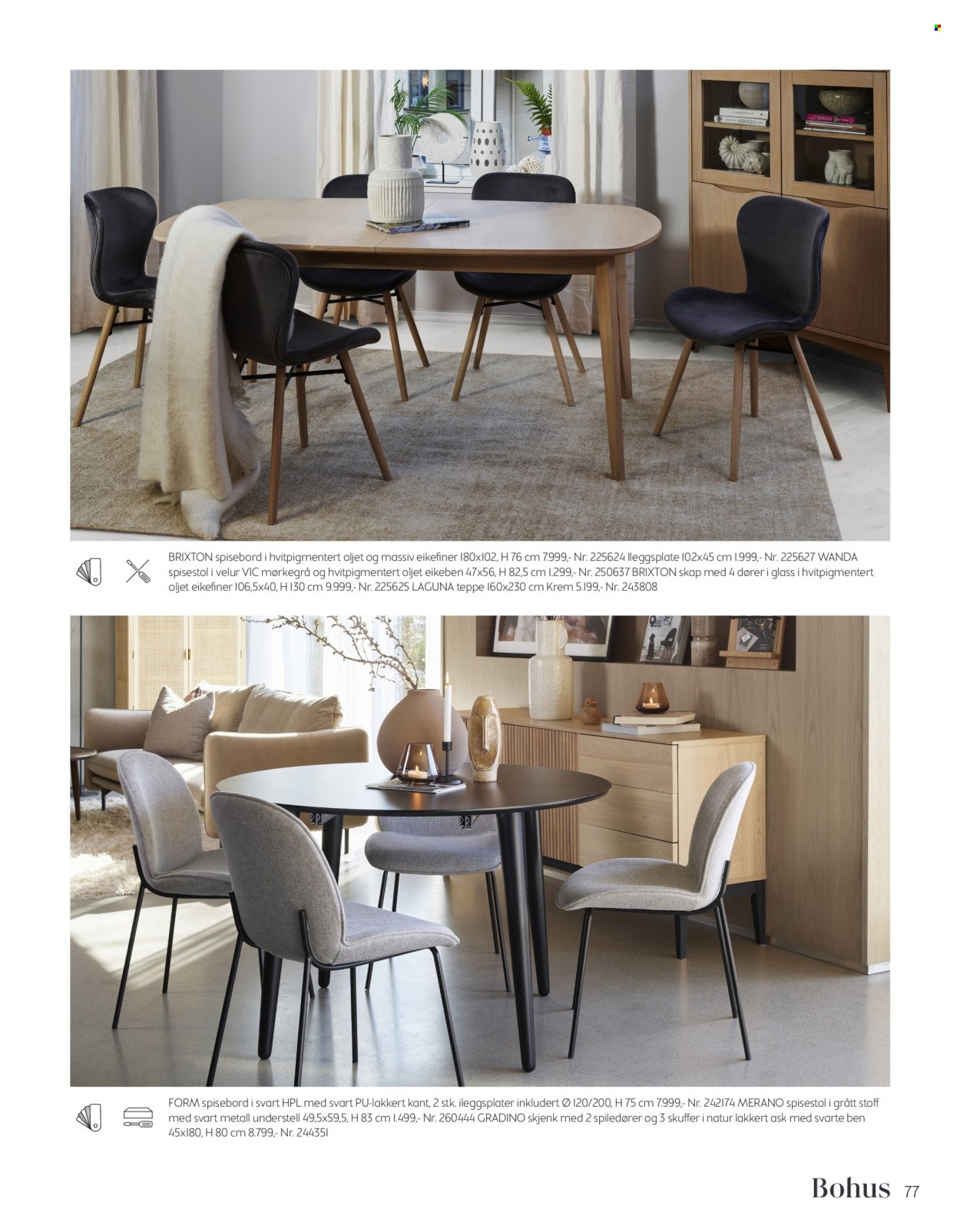 thumbnail - Kundeavis Bohus - 2.10.2021 - 31.12.2021 - Produkter fra tilbudsaviser - skap, skjenk, bord, spisebord, stol, spisestol, teppe. Side 77.