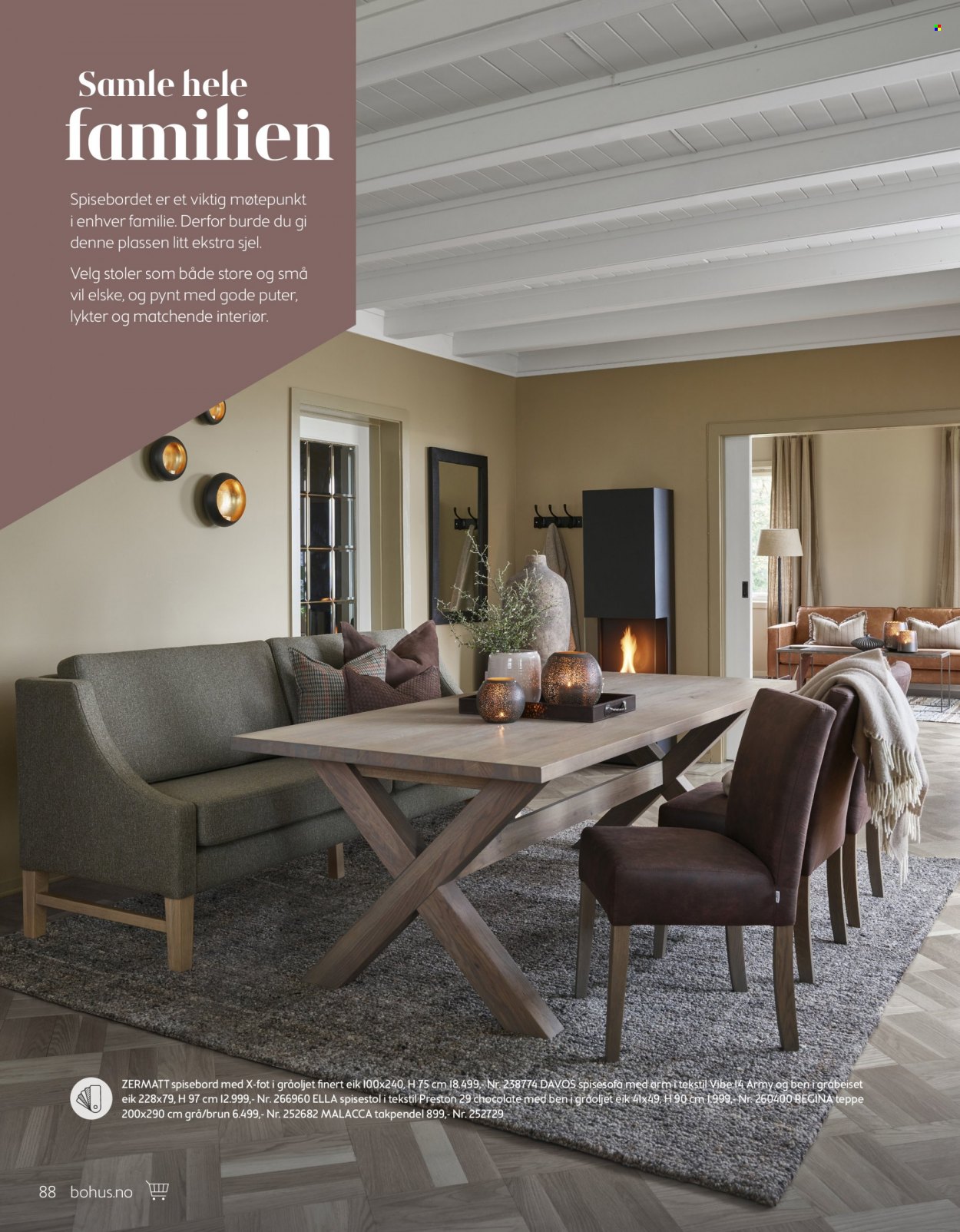 thumbnail - Kundeavis Bohus - 2.10.2021 - 31.12.2021 - Produkter fra tilbudsaviser - pute, bord, spisebord, stol, spisestol, teppe. Side 88.