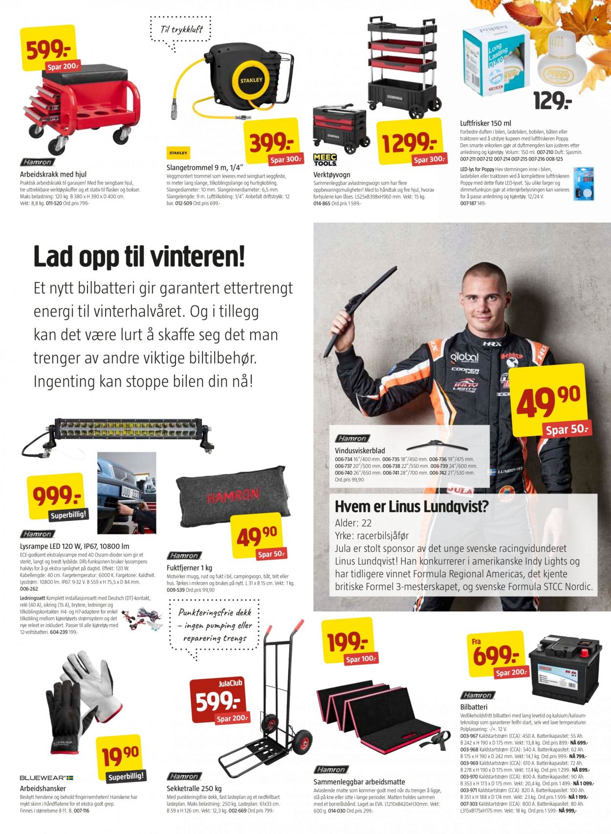 thumbnail - Kundeavis Jula - 15.10.2021 - 7.11.2021 - Produkter fra tilbudsaviser - Stanley, stativ, verktøyvogn, slangetrommel, bilbatteri. Side 3.