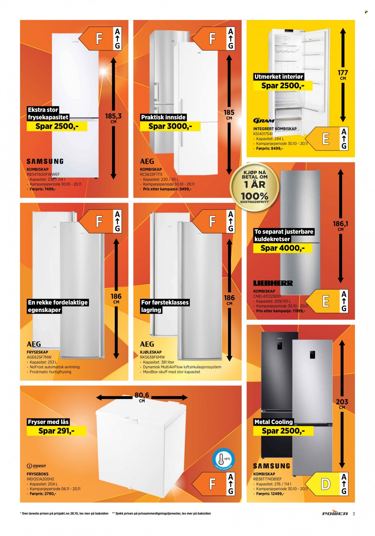 thumbnail - Kundeavis Power - 6.11.2021 - 14.11.2021 - Produkter fra tilbudsaviser - fryseboks, fryseskap, kjøleskap, kombiskap. Side 3.
