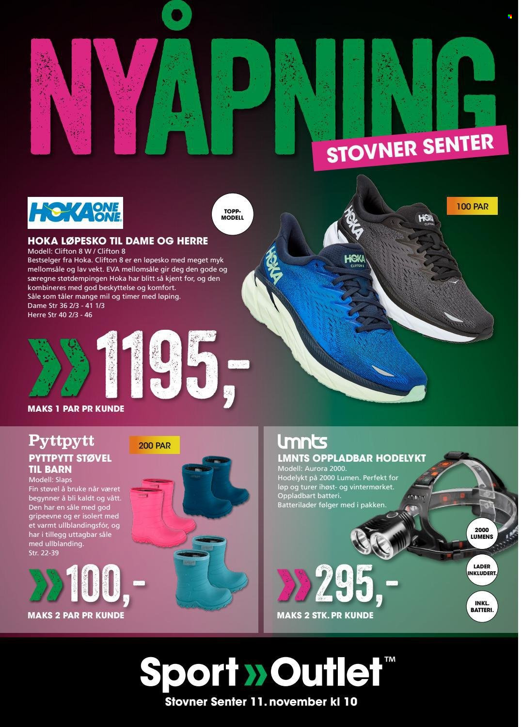 thumbnail - Kundeavis Sport Outlet - 7.11.2021 - 11.11.2021 - Produkter fra tilbudsaviser - Hoka, løpesko. Side 1.