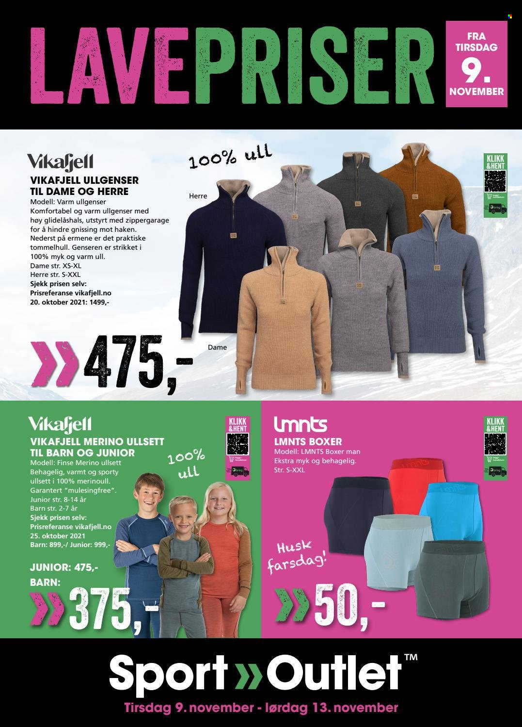 thumbnail - Kundeavis Sport Outlet - 9.11.2021 - 13.11.2021 - Produkter fra tilbudsaviser - genser, strikkegenser, ullgenser. Side 1.