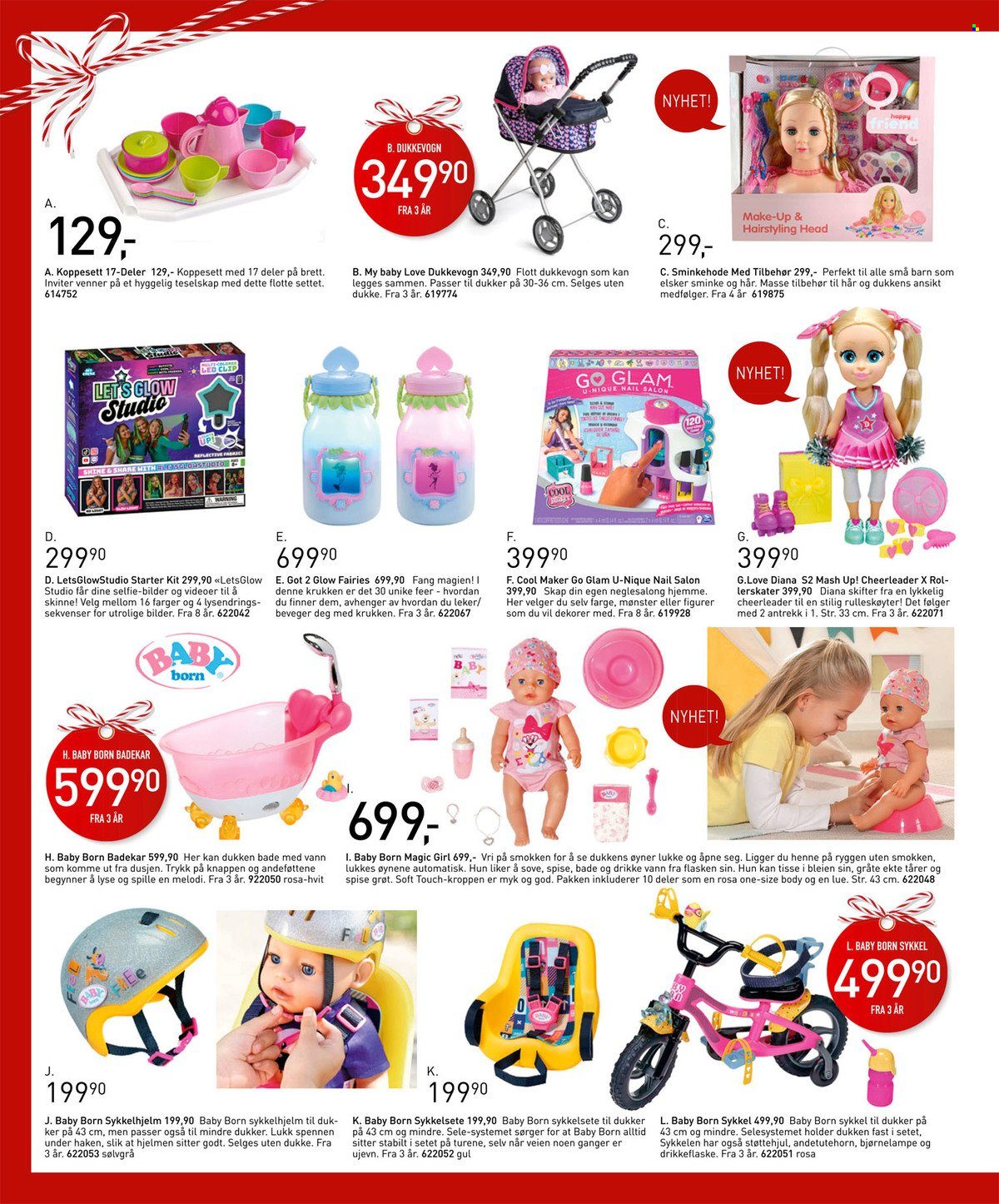thumbnail - Kundeavis Sparkjøp - 4.11.2021 - 23.12.2021 - Produkter fra tilbudsaviser - sminkehode, drikkeflaske, figur, lue, Baby Born, dukke, dukkevogn. Side 70.