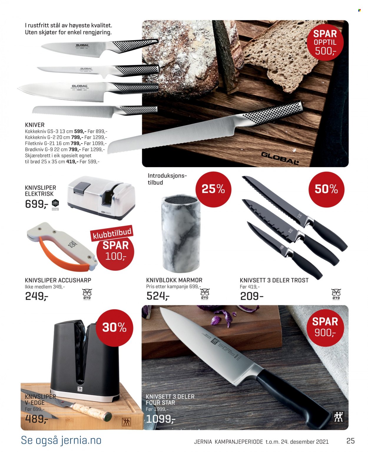 thumbnail - Kundeavis Jernia - 18.11.2021 - 24.12.2021 - Produkter fra tilbudsaviser - kniv, knivblokk, kokkekniv, skjærebrett. Side 25.