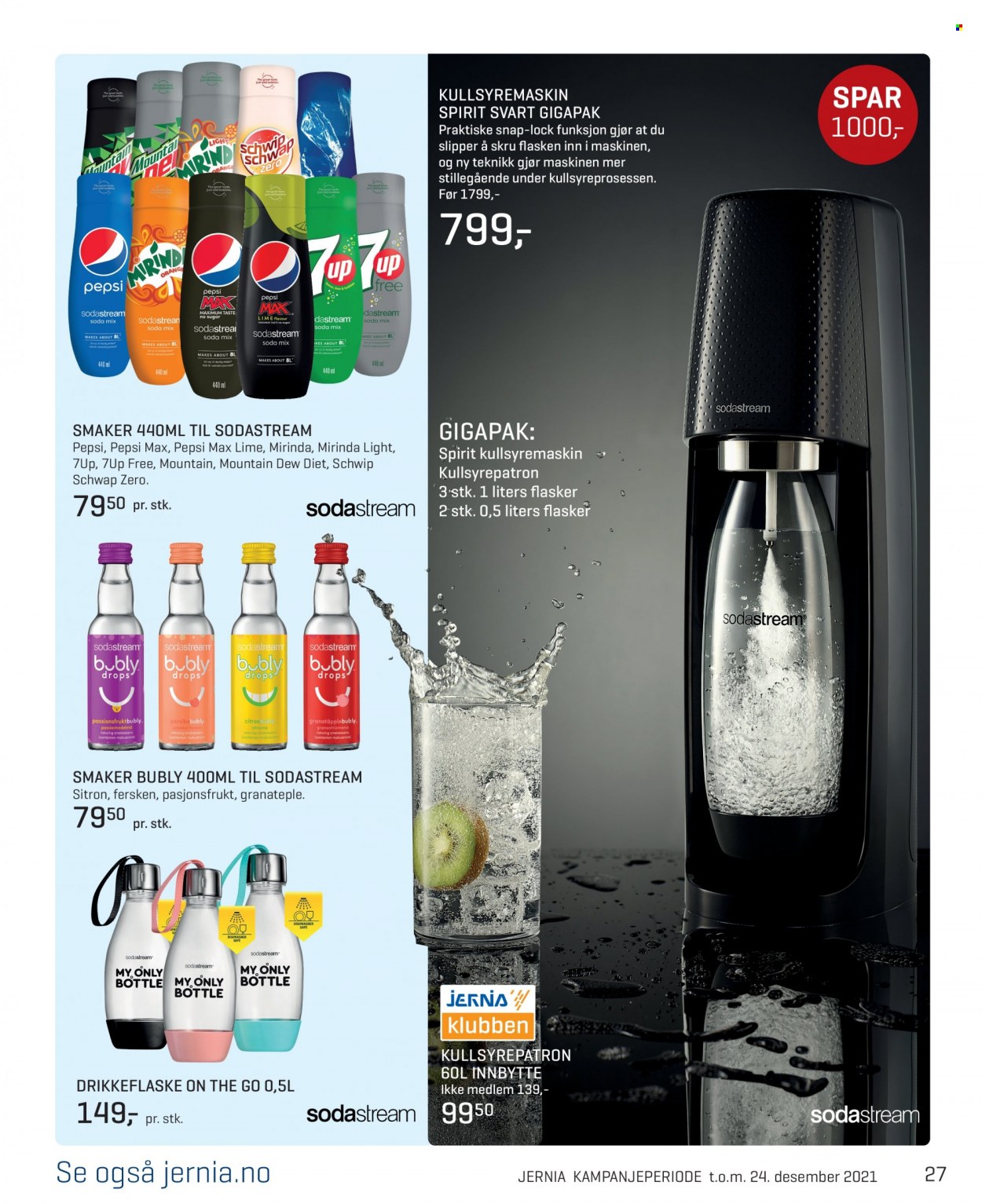thumbnail - Kundeavis Jernia - 18.11.2021 - 24.12.2021 - Produkter fra tilbudsaviser - drikkeflaske, Sodastream. Side 27.