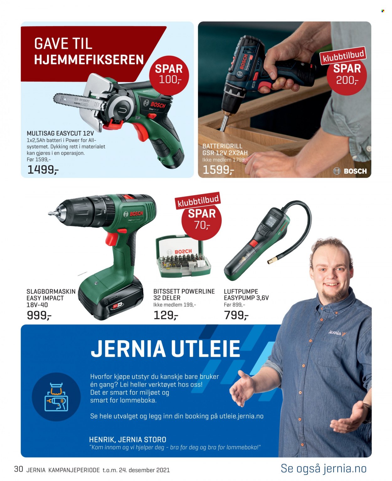 thumbnail - Kundeavis Jernia - 18.11.2021 - 24.12.2021 - Produkter fra tilbudsaviser - bitssett, verktøy. Side 30.
