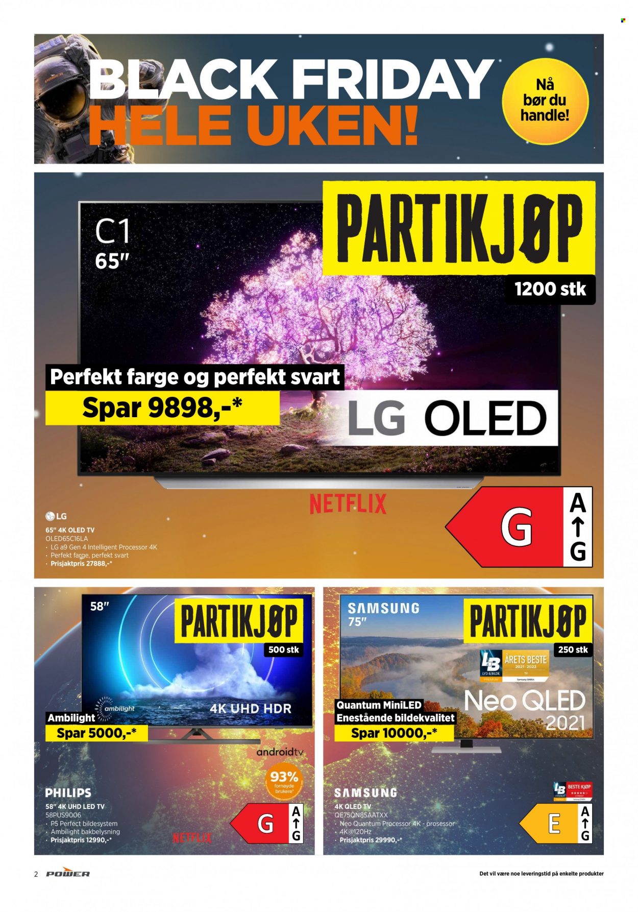 thumbnail - Kundeavis Power - 21.11.2021 - 27.11.2021 - Produkter fra tilbudsaviser - LG, Samsung, Philips, LED TV, OLED TV, QLED TV. Side 2.