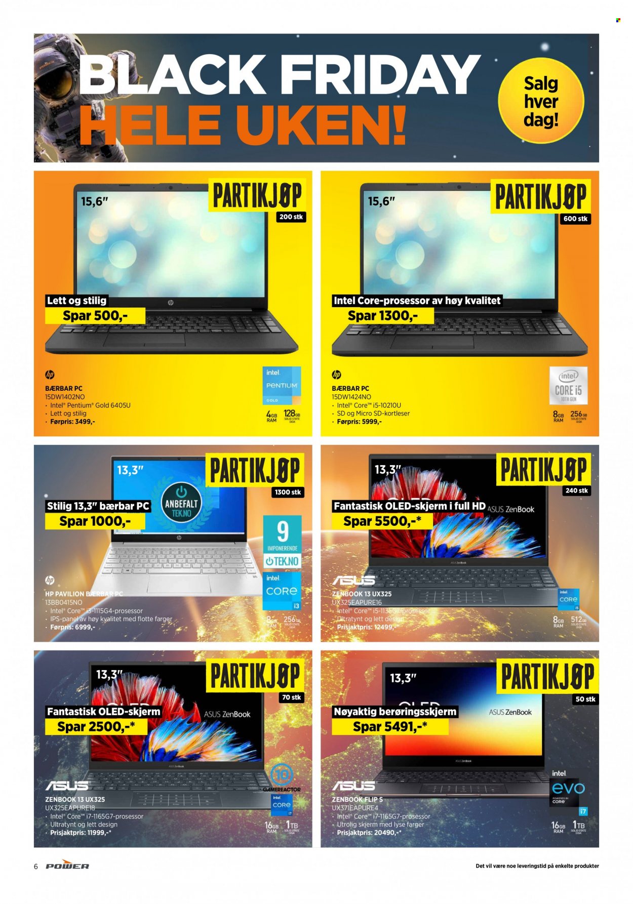 thumbnail - Kundeavis Power - 21.11.2021 - 27.11.2021 - Produkter fra tilbudsaviser - Asus, HP, laptop, Zenbook. Side 6.