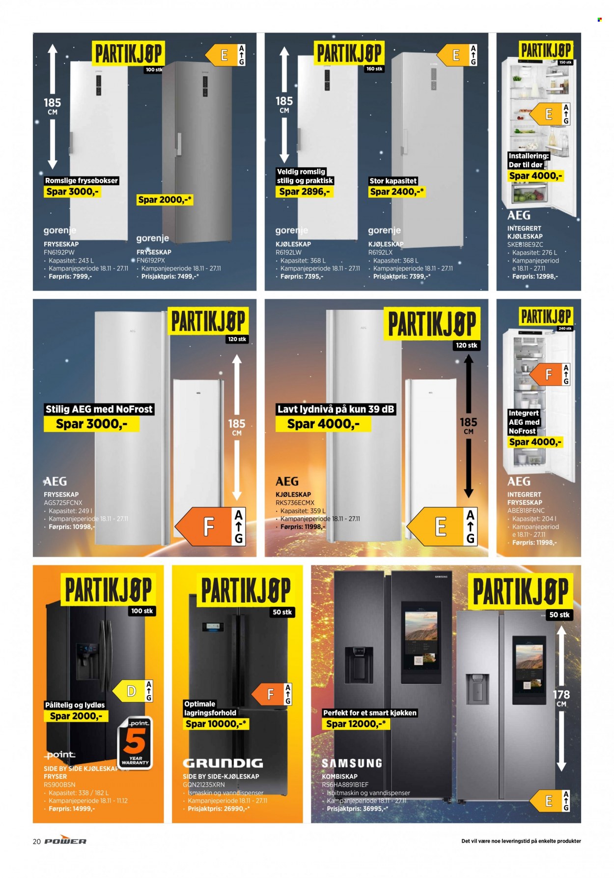 thumbnail - Kundeavis Power - 21.11.2021 - 27.11.2021 - Produkter fra tilbudsaviser - fryseskap, kjøleskap, kombiskap, side by side skap, ismaskin, isbitmaskin. Side 20.