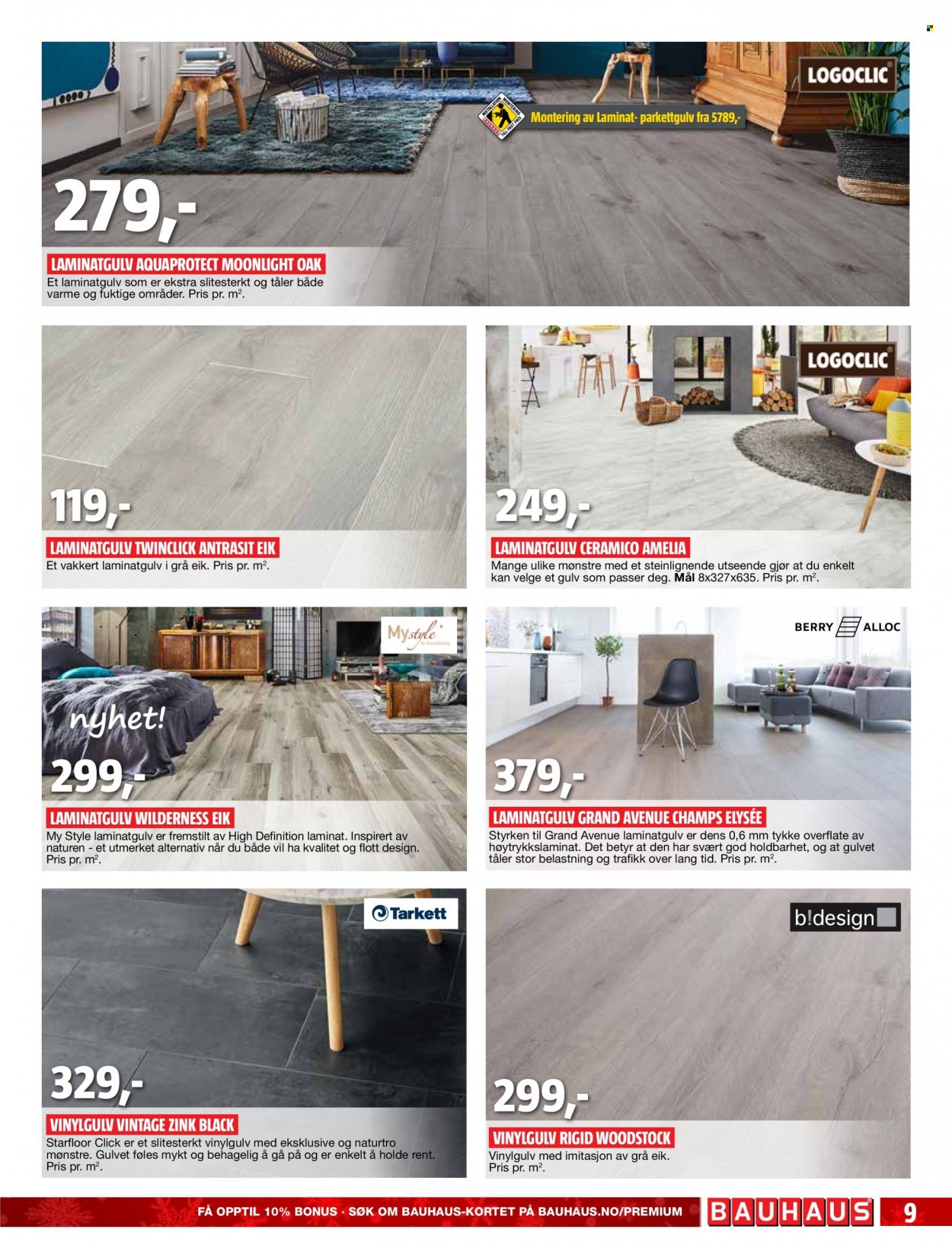 thumbnail - Kundeavis Bauhaus - 29.11.2021 - 26.12.2021 - Produkter fra tilbudsaviser - gulv, laminatgulv, parkettgulv. Side 9.