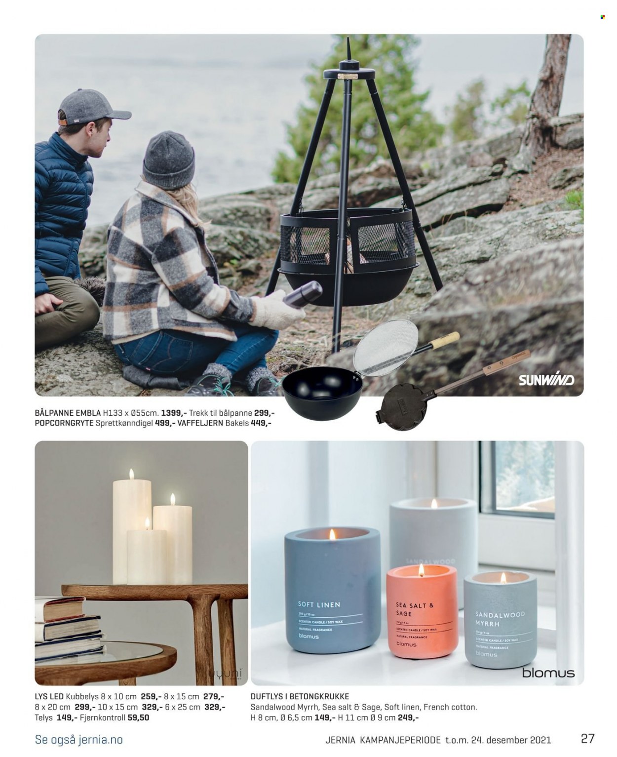 thumbnail - Kundeavis Jernia - 29.11.2021 - 26.12.2021 - Produkter fra tilbudsaviser - candle, duftlys, vaffeljern. Side 27.