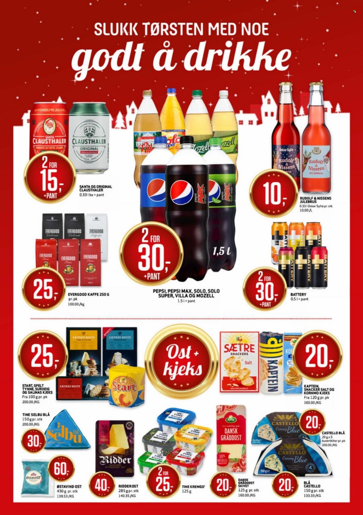 thumbnail - Kundeavis Bunnpris - 29.11.2021 - 12.12.2021 - Produkter fra tilbudsaviser - sylte, ost, ridderost, kjeks, Arla, surdeig, spelt, Pepsi, Pepsi Max. Side 7.