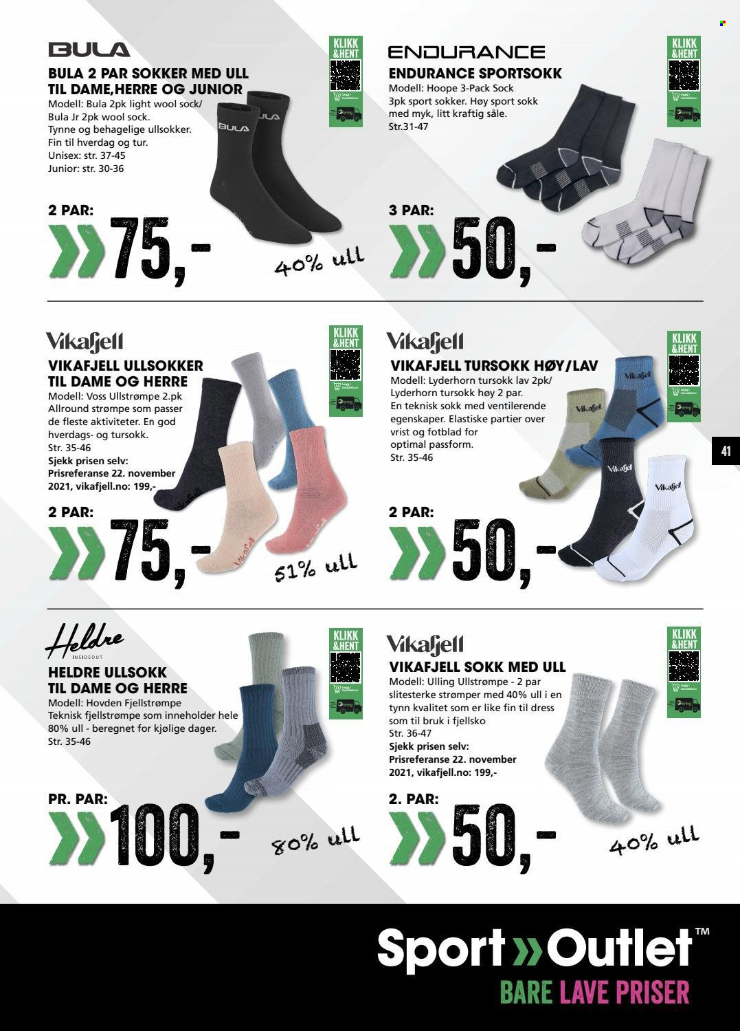 thumbnail - Kundeavis Sport Outlet - 7.12.2021 - 24.12.2021 - Produkter fra tilbudsaviser - strømper, sokker, fjellsko. Side 41.