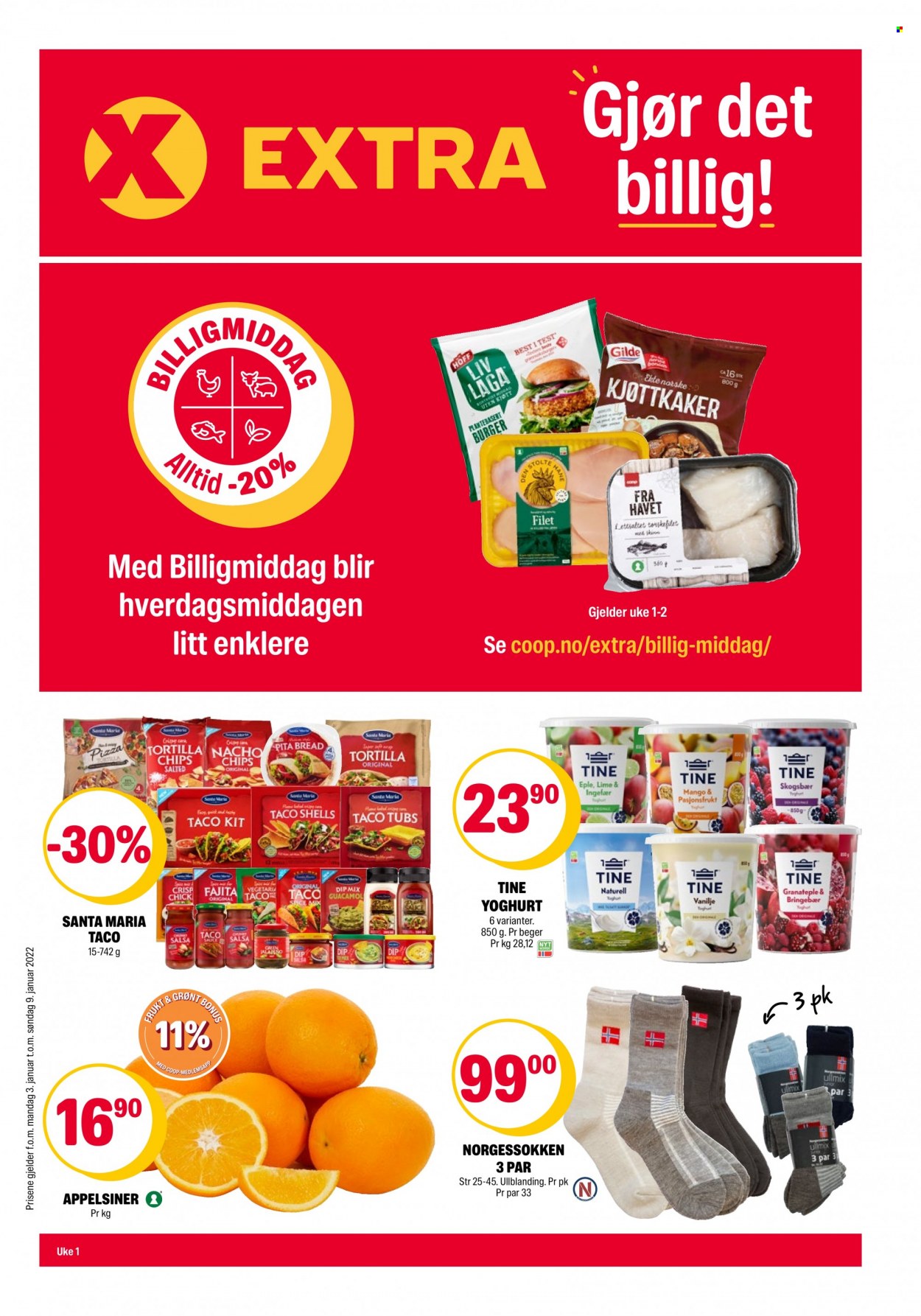 Kundeavis Coop Extra - 3.1.2022 - 9.1.2022. Side 1