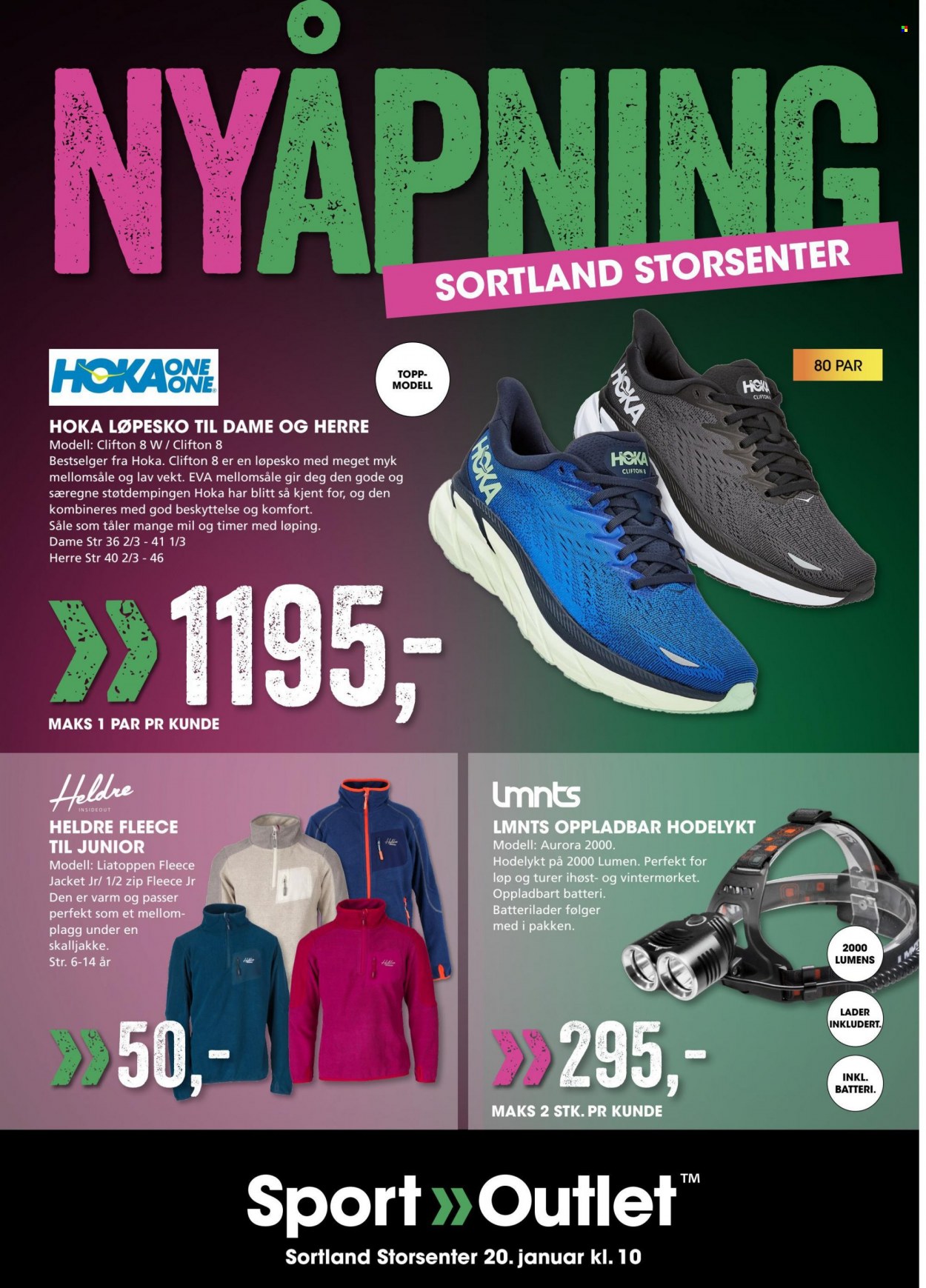 thumbnail - Kundeavis Sport Outlet - 16.1.2022 - 20.1.2022 - Produkter fra tilbudsaviser - Hoka, løpesko. Side 1.