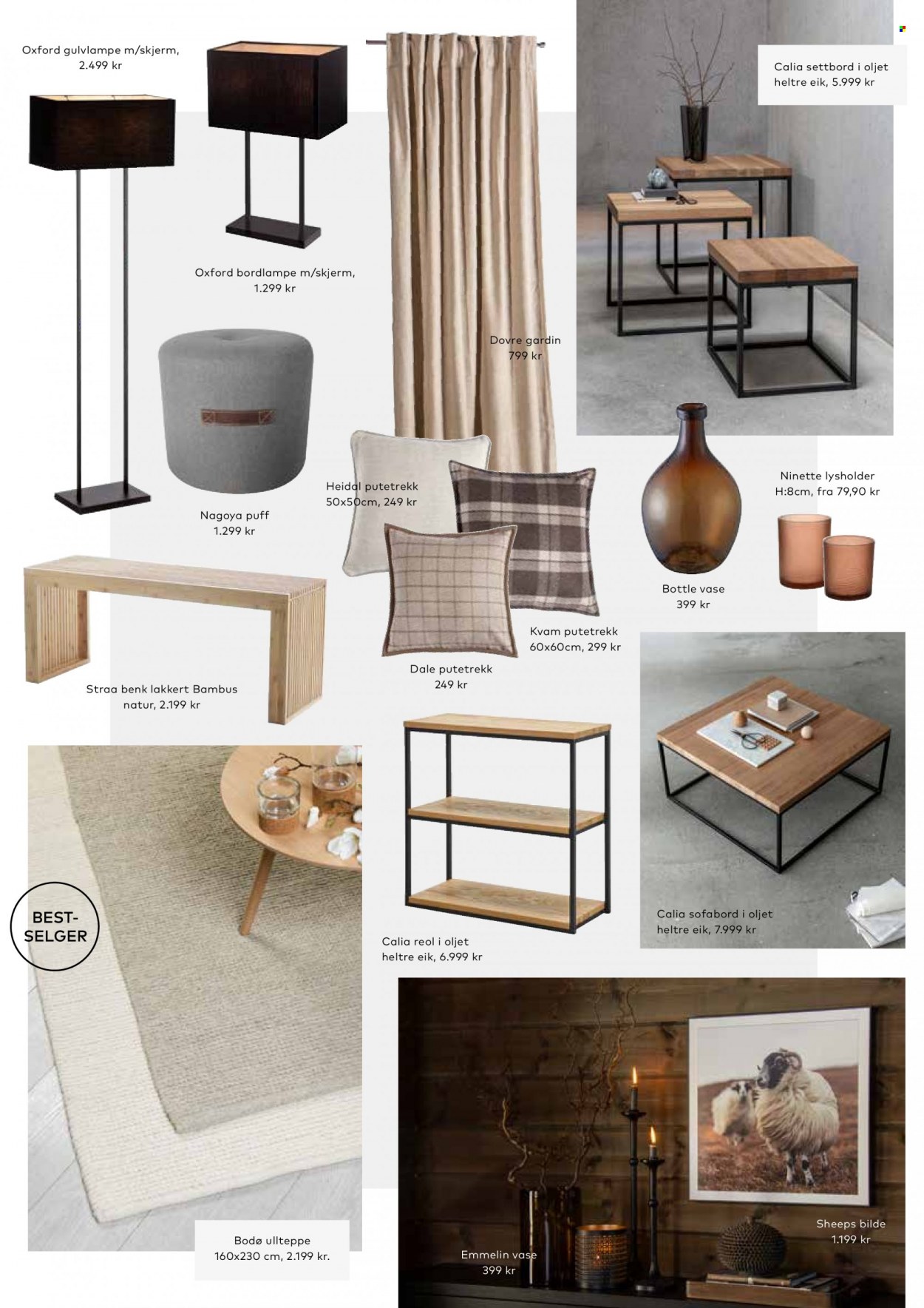 Kundeavis Skeidar - Produkter fra tilbudsaviser - Puff, putetrekk, bord, benk, bordlampe. Side 3.