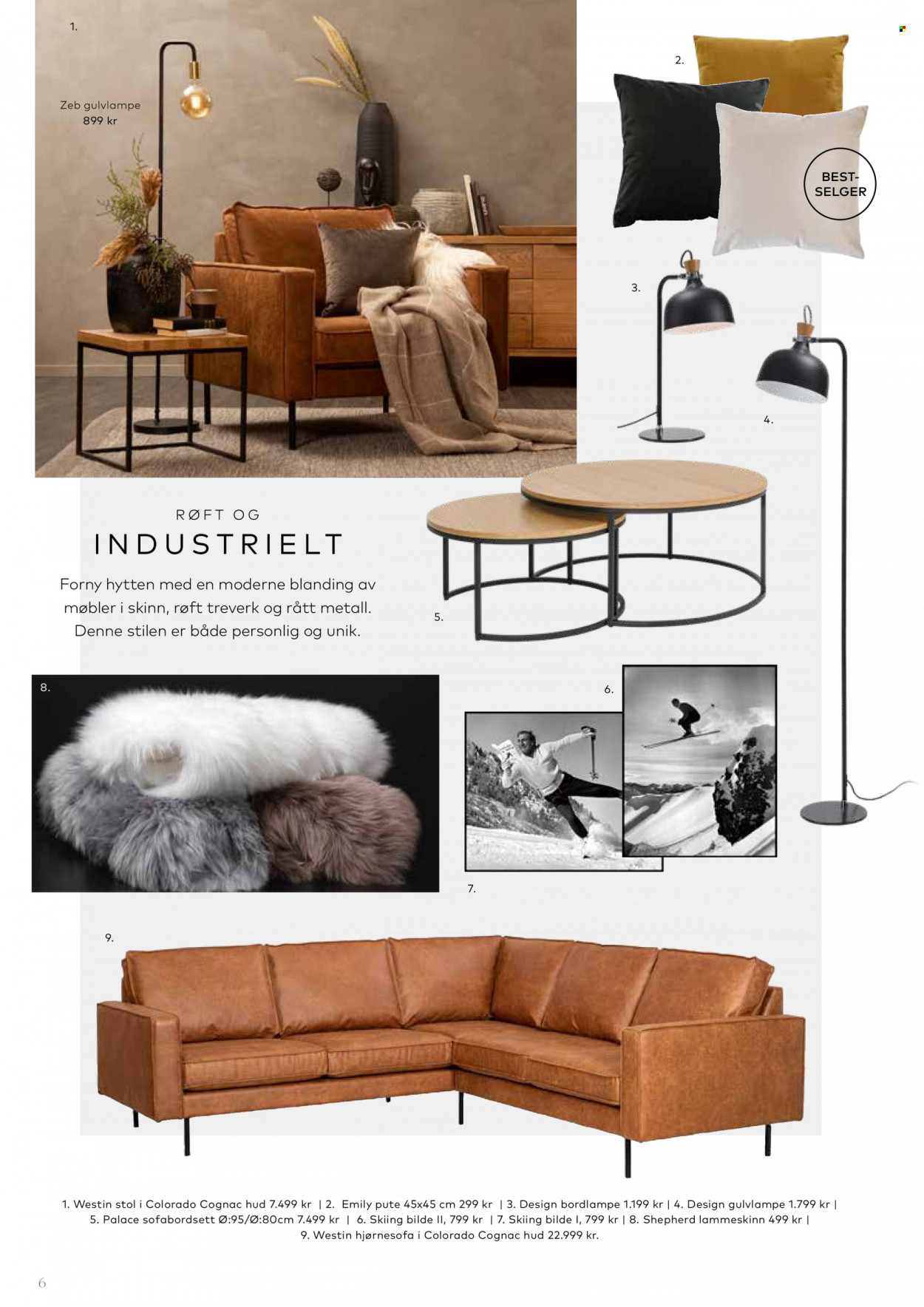 Kundeavis Skeidar - Produkter fra tilbudsaviser - pute, stol, hjørnesofa, sofa, bordlampe. Side 6.