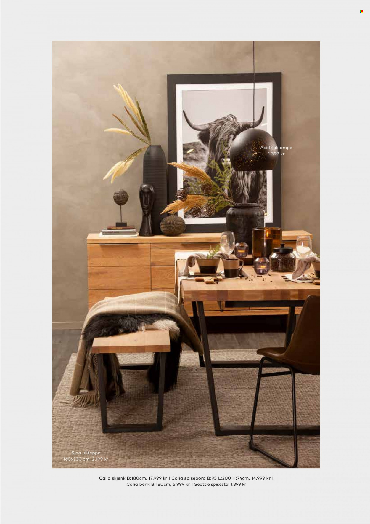Kundeavis Skeidar - Produkter fra tilbudsaviser - skjenk, bord, spisebord, stol, spisestol, benk, taklampe. Side 7.