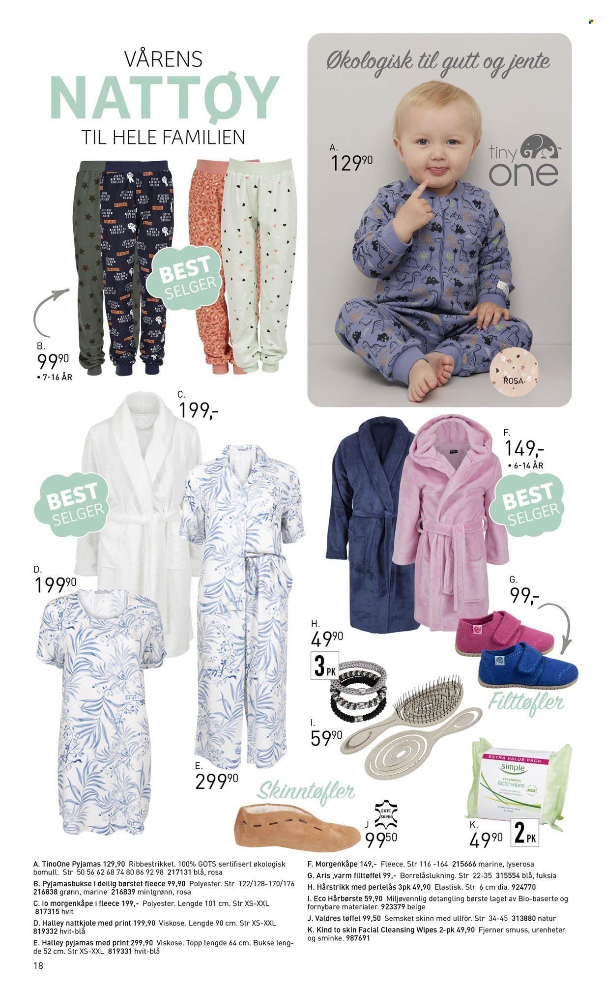 thumbnail - Kundeavis Sparkjøp - Produkter fra tilbudsaviser - cleansing wipes, makeup, bukse, morgenkåpe, nattkjole, pyjamas, tøfler. Side 18.