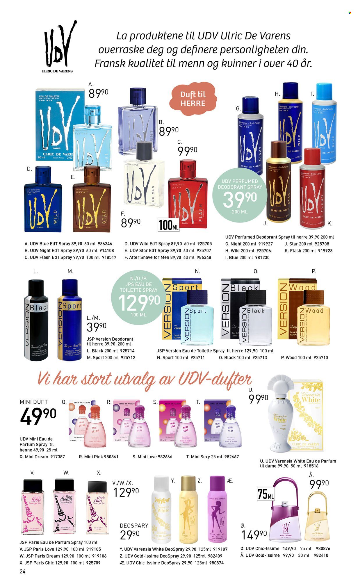 thumbnail - Kundeavis Sparkjøp - Produkter fra tilbudsaviser - etter barbering, body spray, eau de parfum, eau de toilette, deodorant. Side 24.