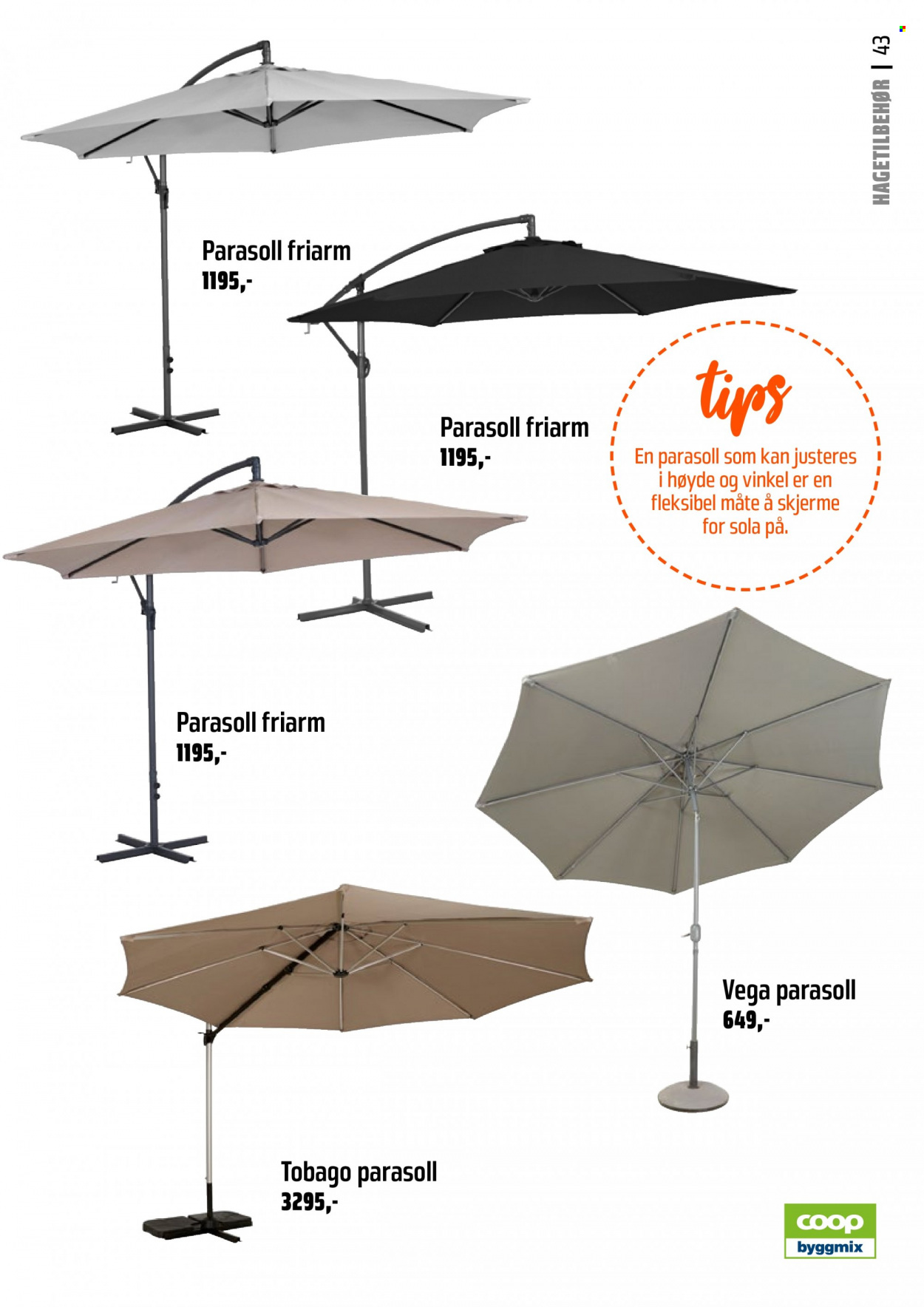 thumbnail - Kundeavis Coop Byggmix - Produkter fra tilbudsaviser - parasoll. Side 43.