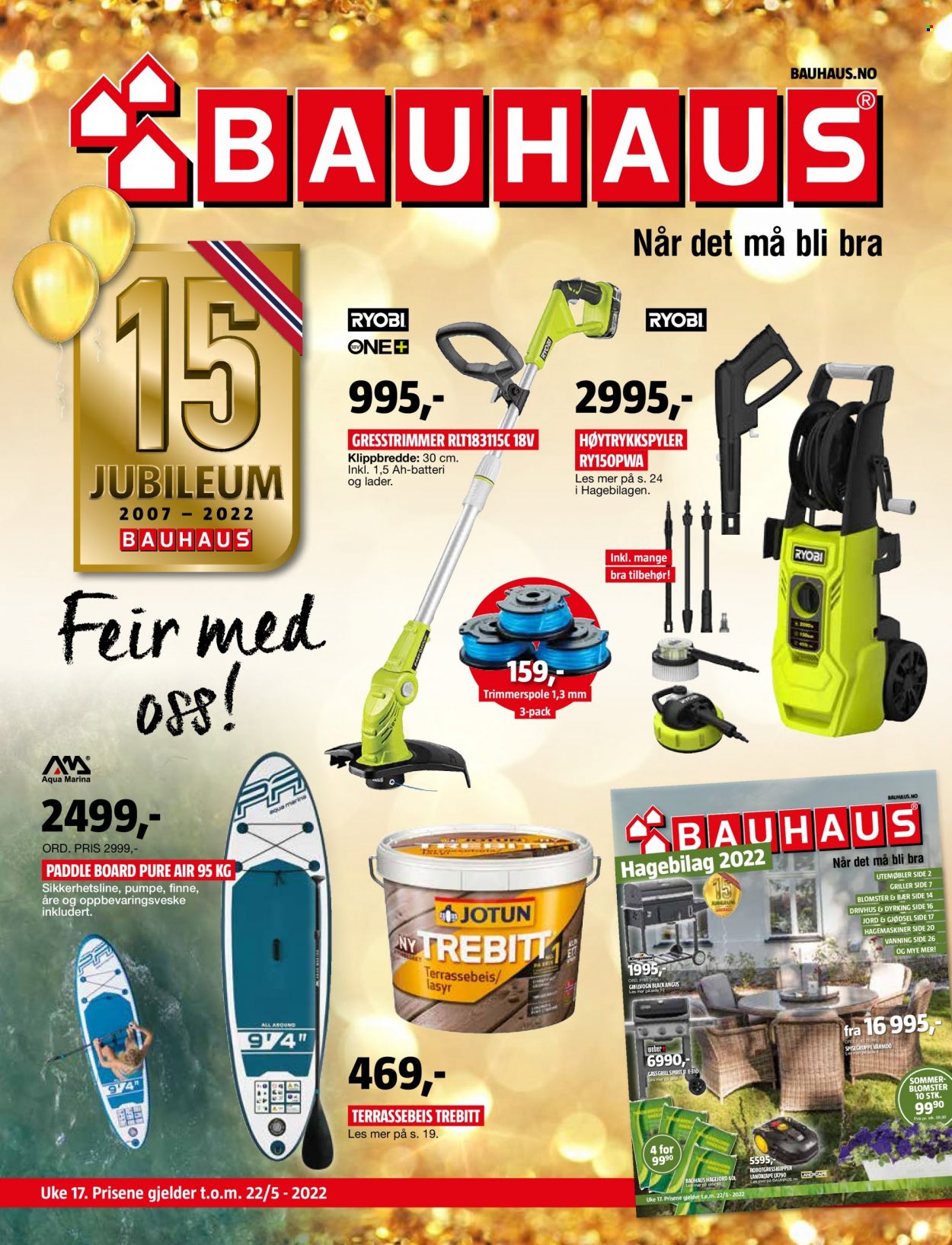 Kundeavis Bauhaus - 25.04.2022 - 22.05.2022 - Produkter fra tilbudsaviser - batteri, lader, drivhus, utemøbler. Side 1.
