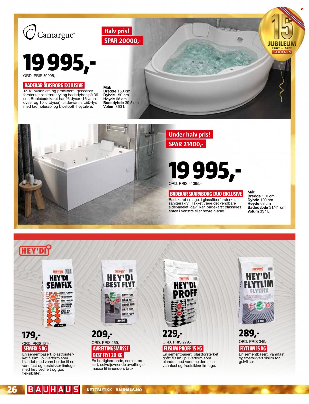 thumbnail - Kundeavis Bauhaus - 25.4.2022 - 22.5.2022 - Produkter fra tilbudsaviser - badekar, gulvfliser. Side 26.