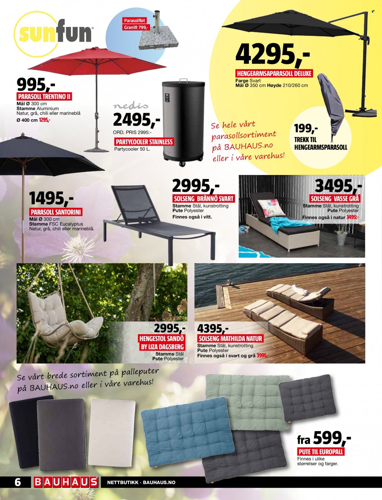 thumbnail - Kundeavis Bauhaus - 25.4.2022 - 22.5.2022 - Produkter fra tilbudsaviser - solseng, parasoll. Side 6.