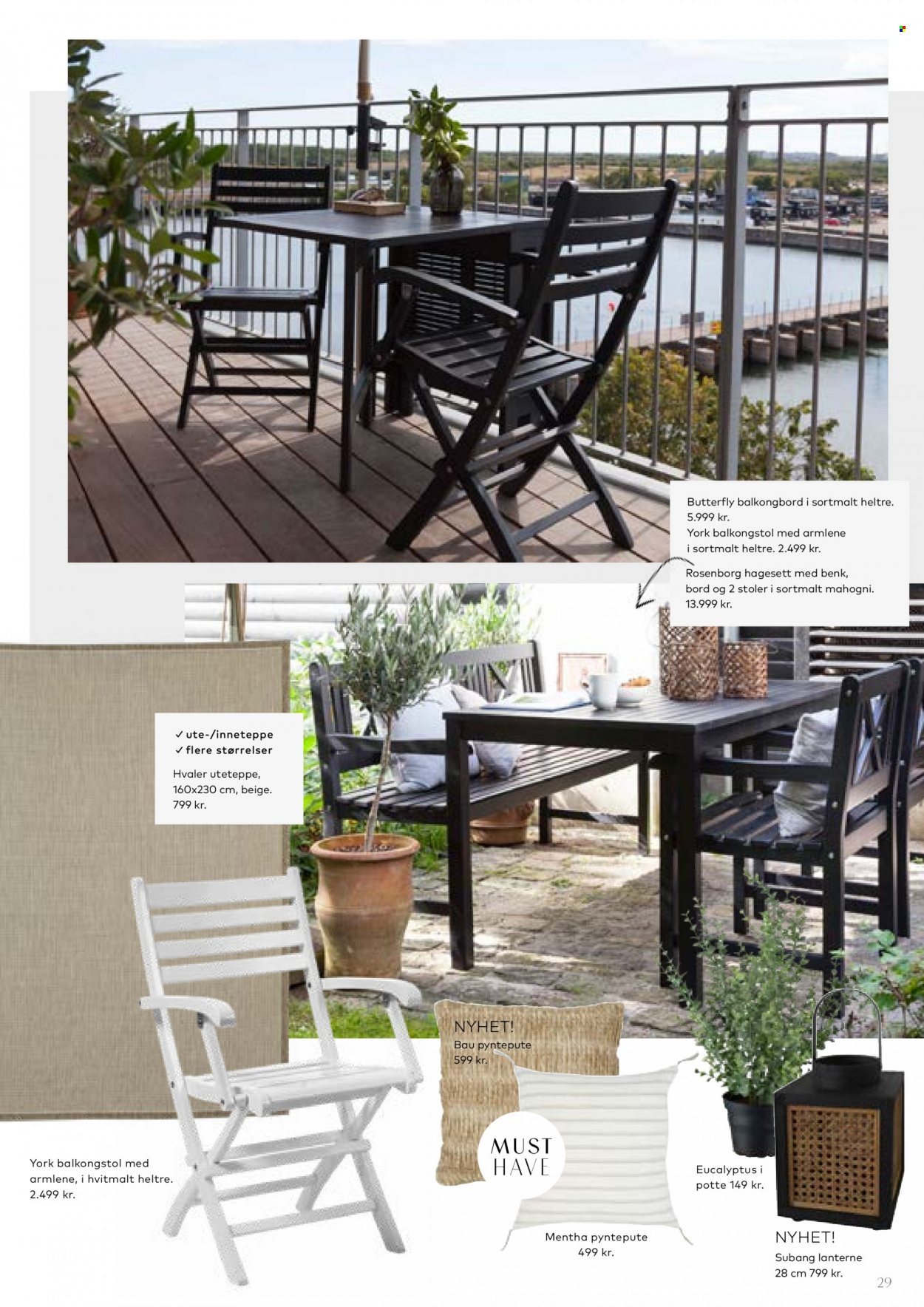 thumbnail - Kundeavis Skeidar - Produkter fra tilbudsaviser - pyntepute, bord, stol, benk. Side 29.
