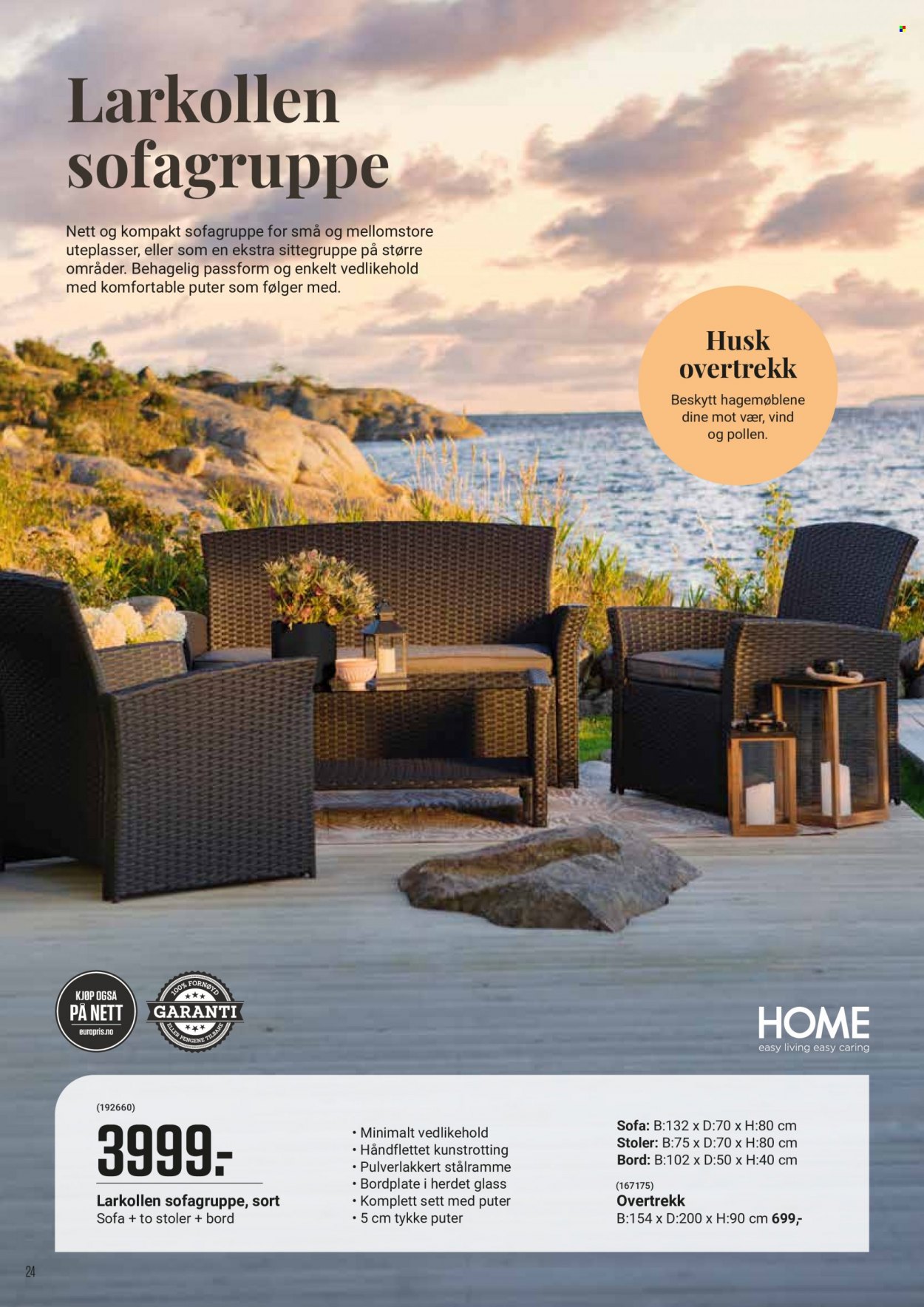 thumbnail - Kundeavis Europris - Produkter fra tilbudsaviser - pute, stol, sofa, bord. Side 24.