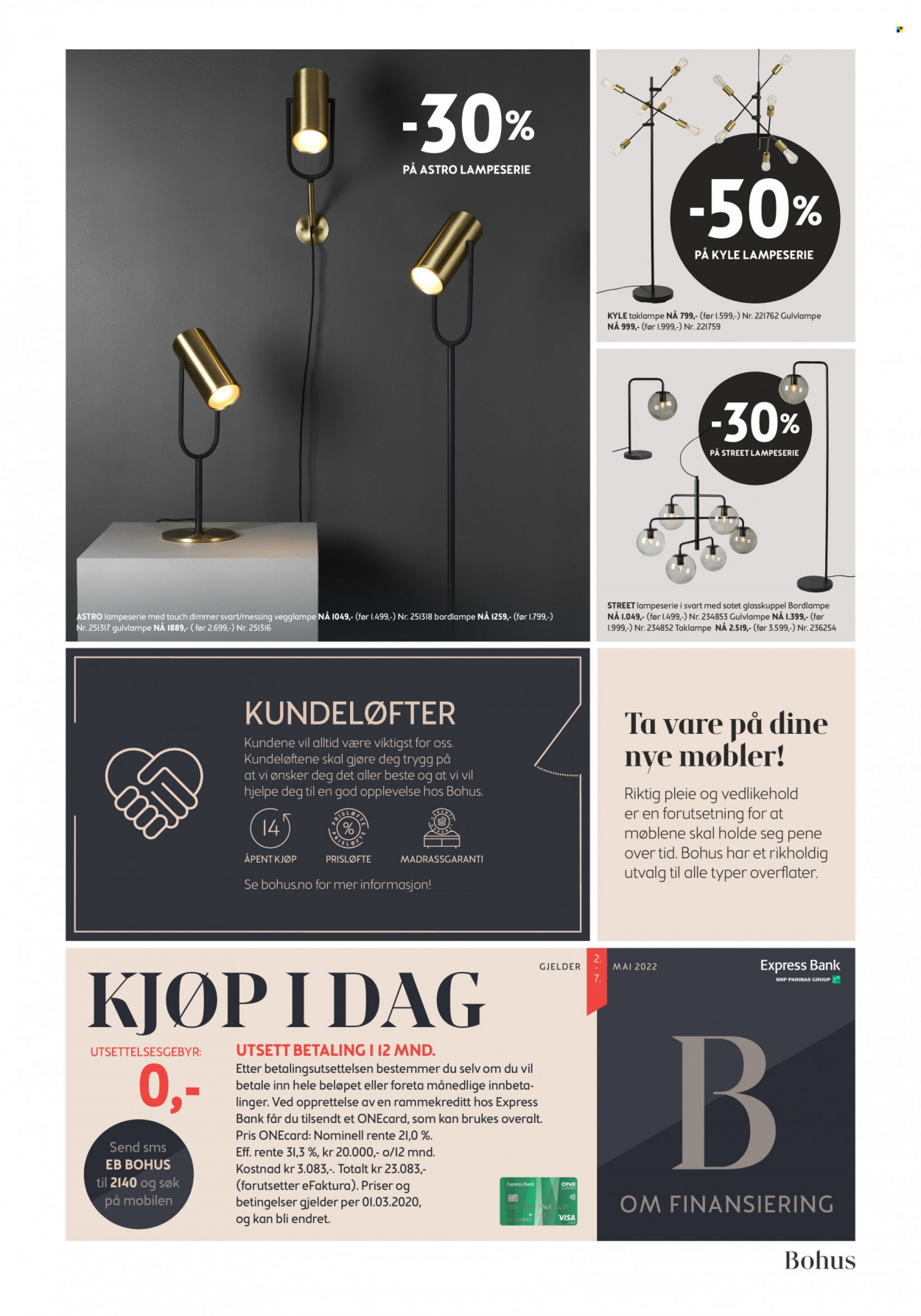 thumbnail - Kundeavis Bohus - 2.5.2022 - 12.6.2022 - Produkter fra tilbudsaviser - bordlampe, taklampe, vegglampe. Side 23.