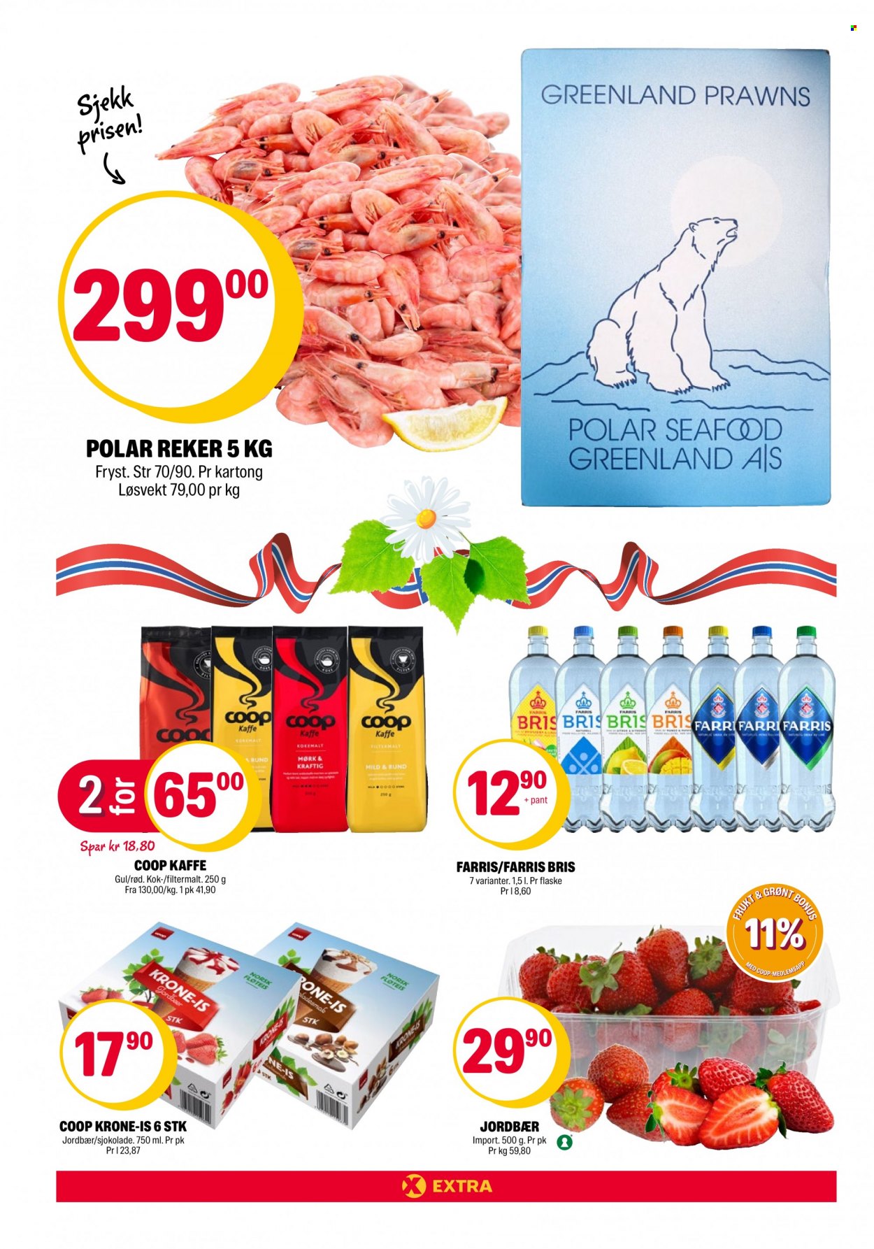 Kundeavis Coop Extra - 09.05.2022 - 15.05.2022 - Produkter fra tilbudsaviser - jordbær, polar, sjokolade, reker. Side 2.