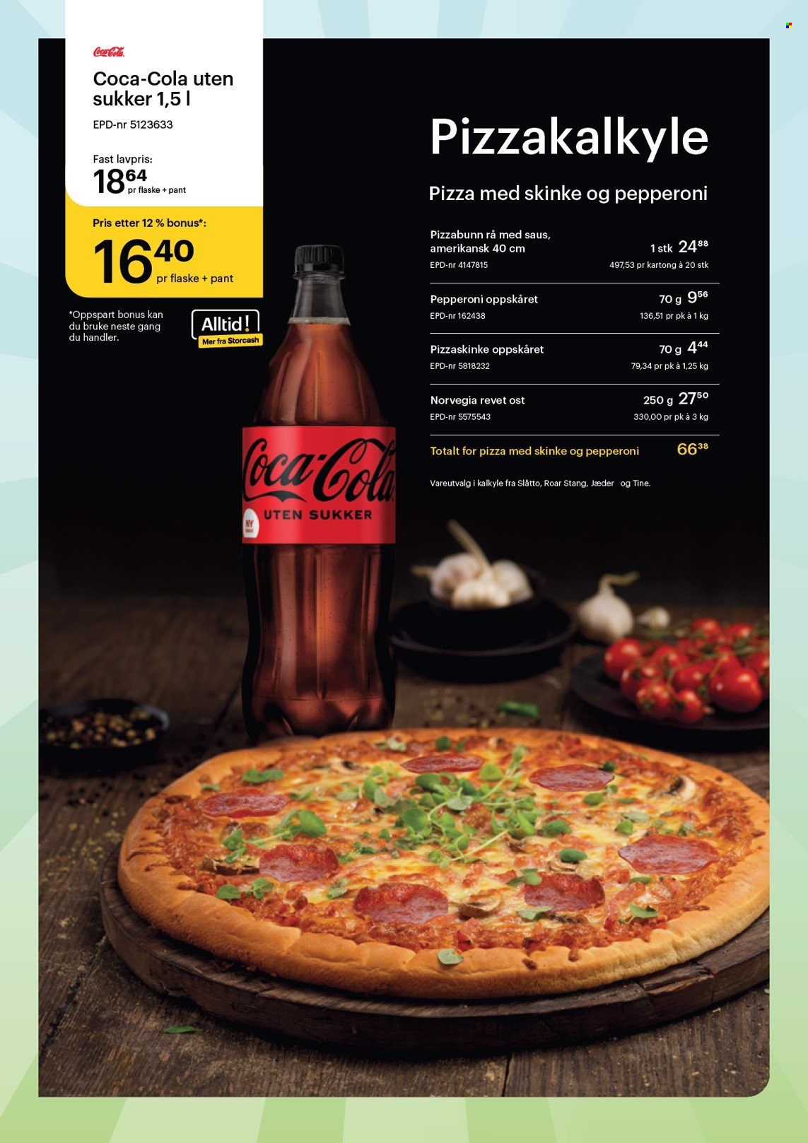 thumbnail - Kundeavis Storcash - 9.5.2022 - 11.6.2022 - Produkter fra tilbudsaviser - pizza, pizzabunn, Norvegia, skinke, pepperoni, ost, Coca-Cola. Side 4.