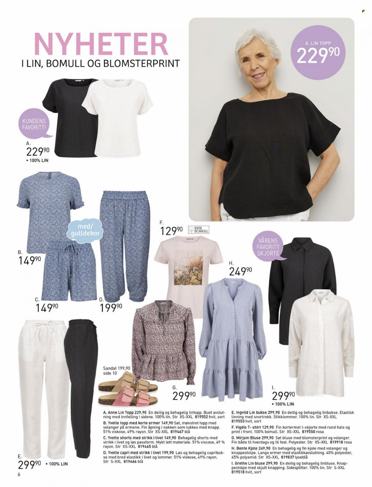 thumbnail - Kundeavis Sparkjøp - Produkter fra tilbudsaviser - bukse, shorts, kjole, bluse, t-skjorte, skjorte, sandal. Side 6.