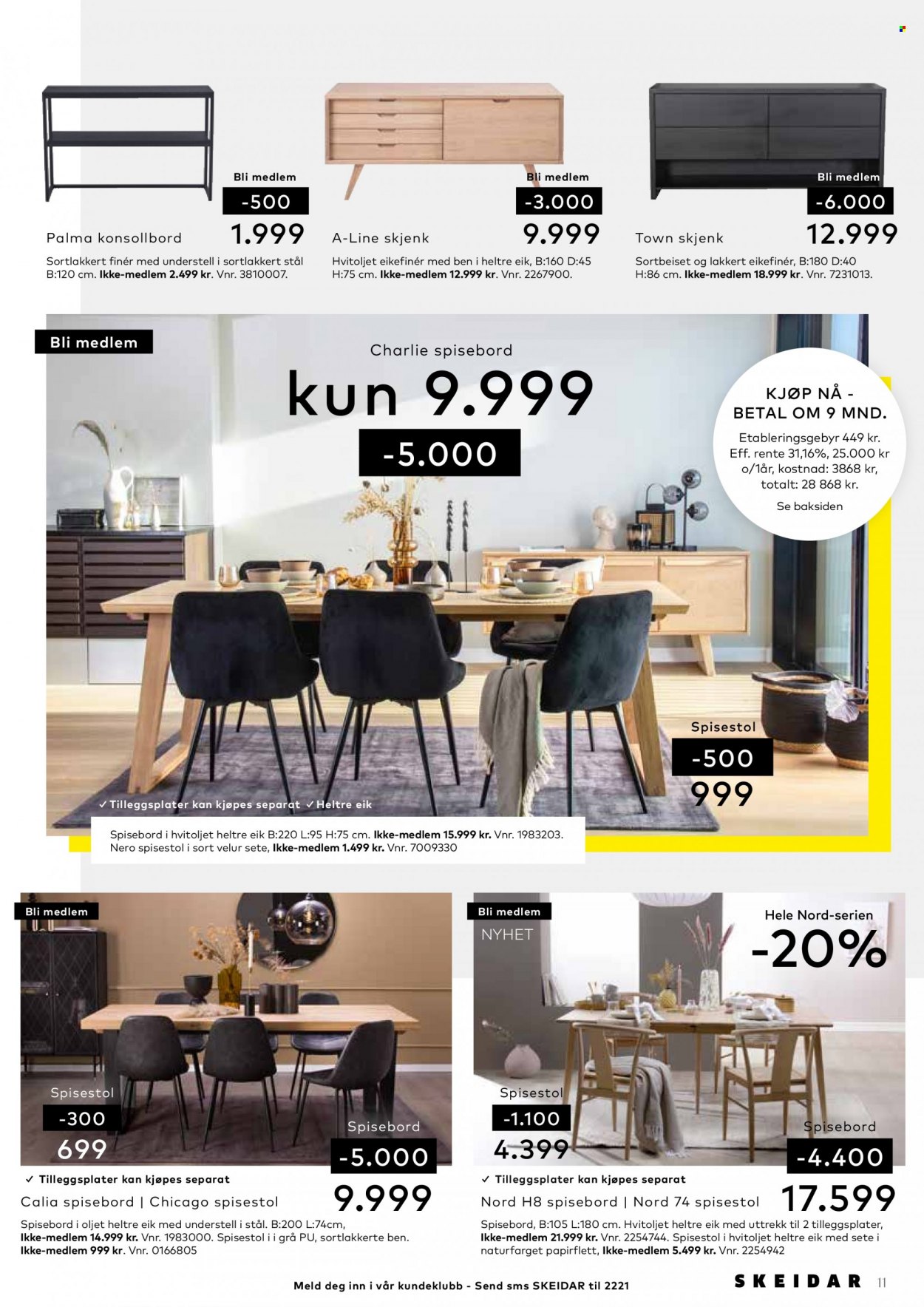 thumbnail - Kundeavis Skeidar - 16.5.2022 - 22.5.2022 - Produkter fra tilbudsaviser - skjenk, bord, spisebord, stol, spisestol. Side 11.