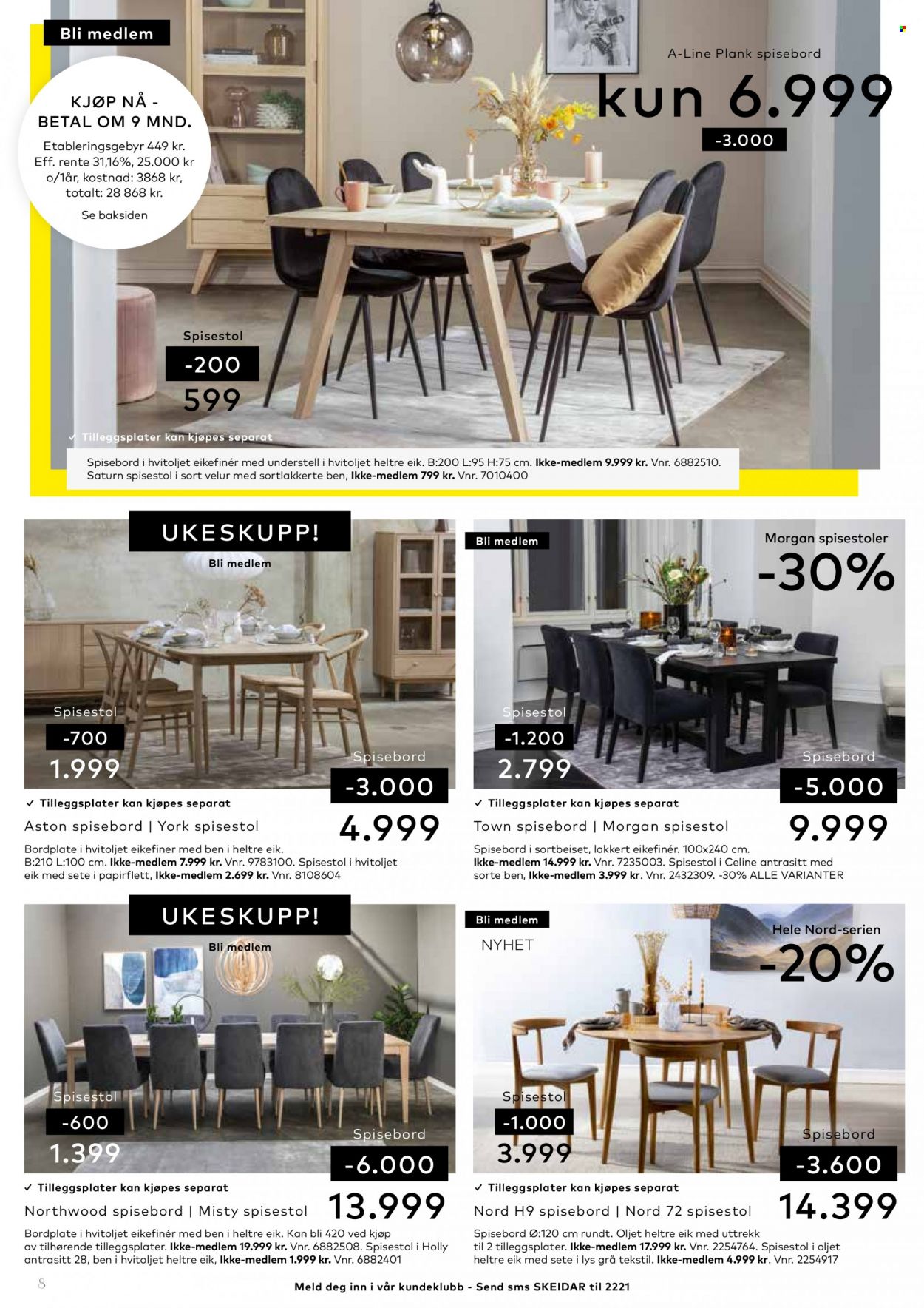 thumbnail - Kundeavis Skeidar - 23.5.2022 - 29.5.2022 - Produkter fra tilbudsaviser - bord, spisebord, stol, spisestol. Side 8.