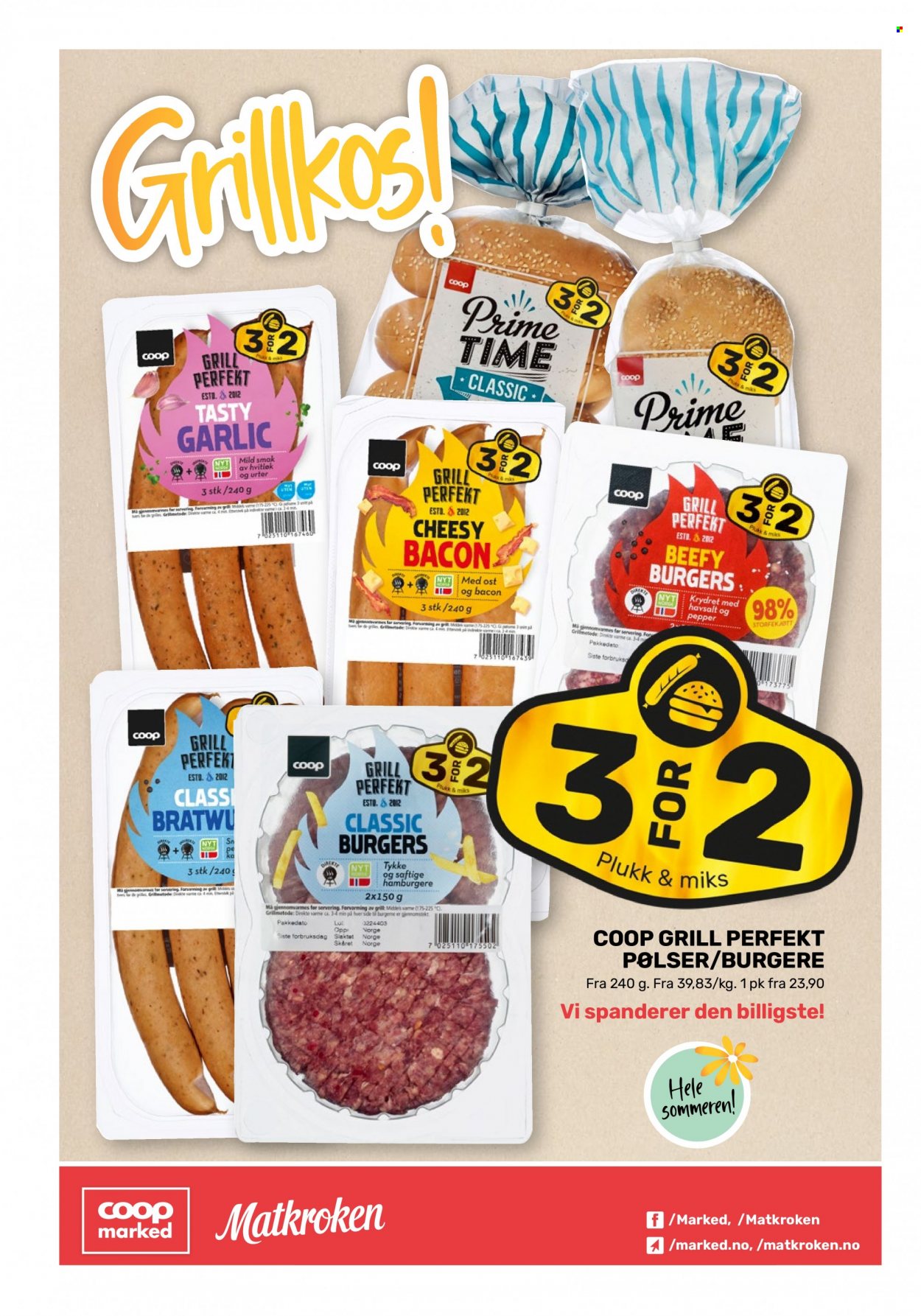thumbnail - Kundeavis Coop Marked - 13.6.2022 - 25.6.2022 - Produkter fra tilbudsaviser - storfekjøtt, burger, hvitløk, bacon. Side 5.